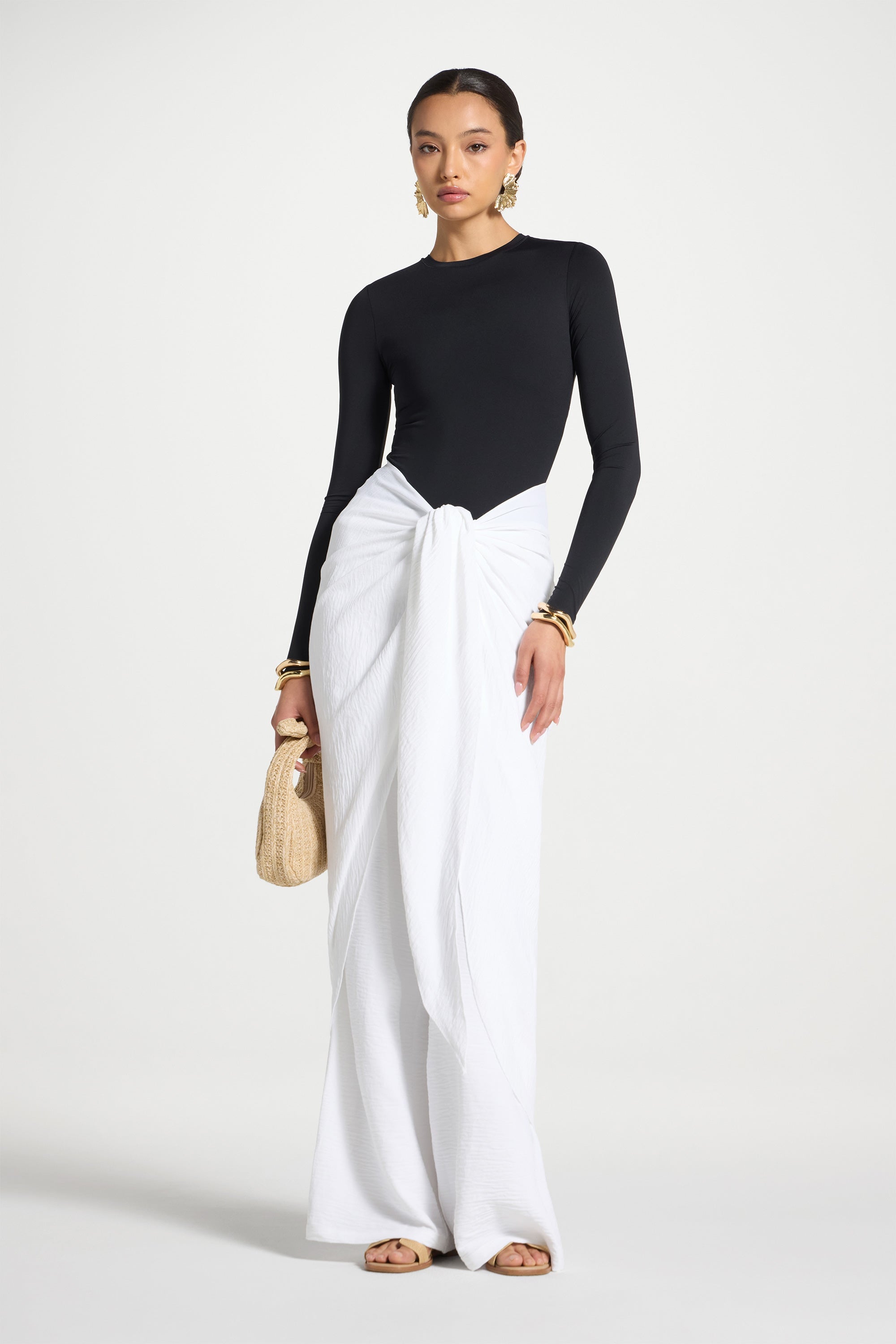 Safina Wrap Sarong & Pants Set - White Abayas Veiled