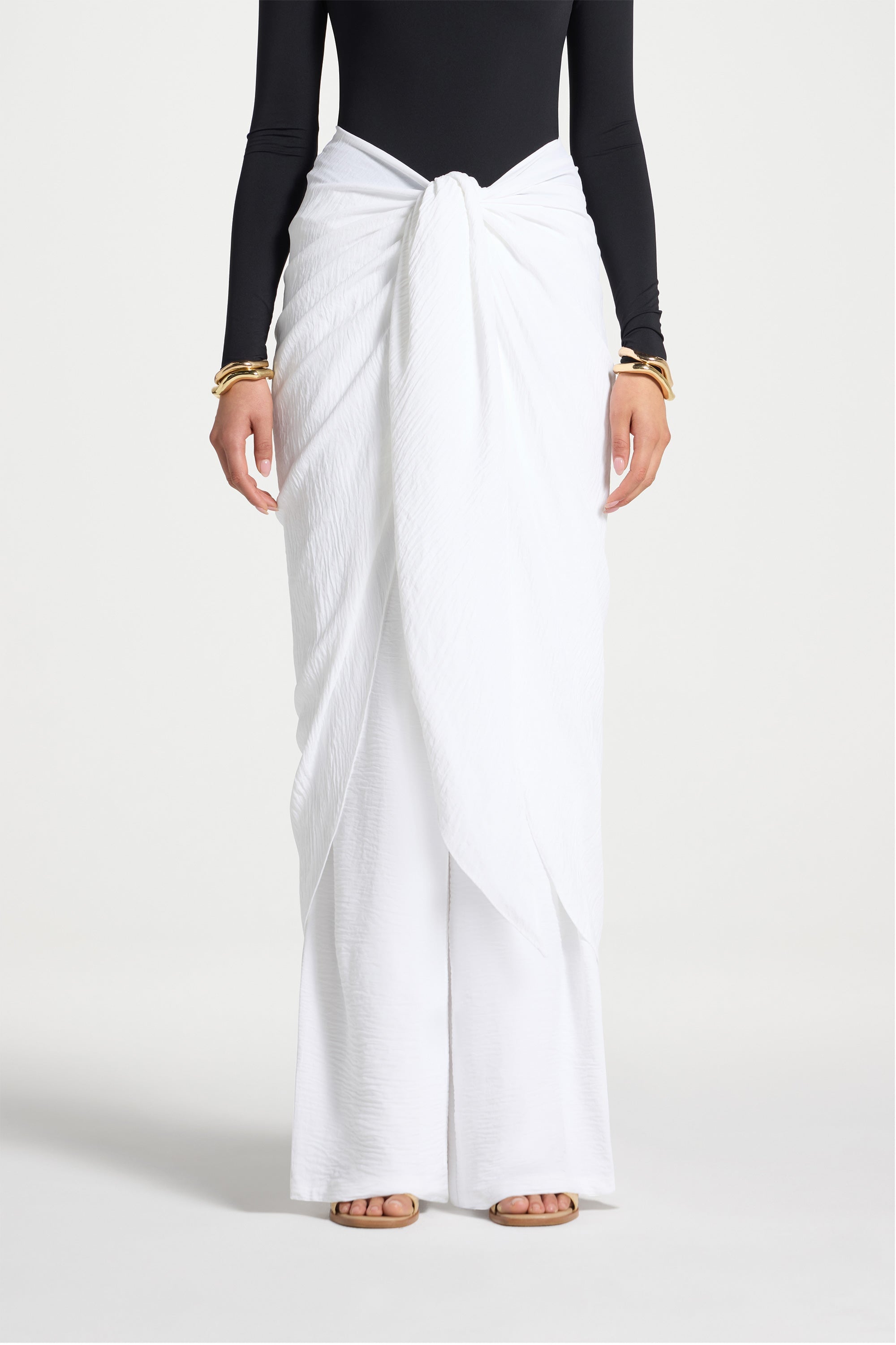 Safina Wrap Sarong & Pants Set - White Abayas Veiled