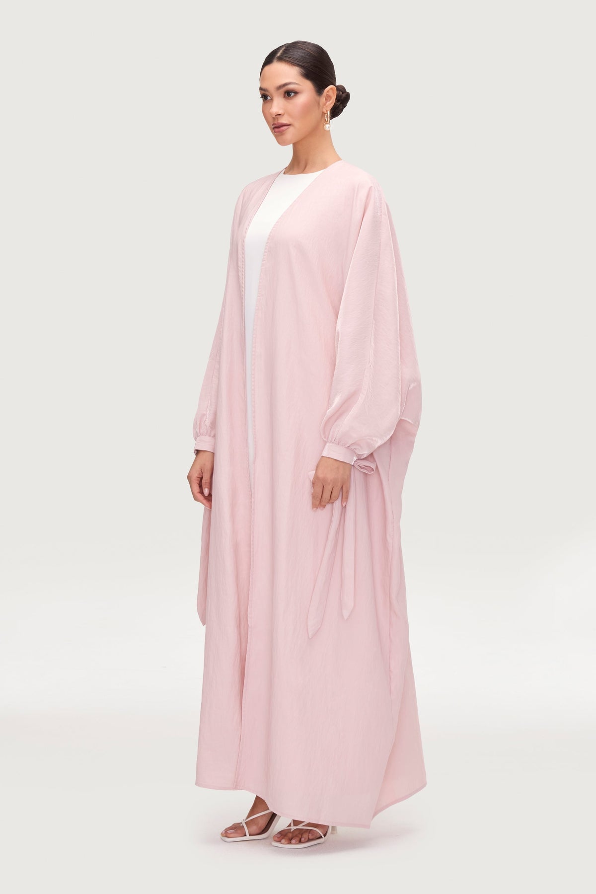 pink abaya dress Safiyah Open week232024 Square Neck Wrap Linen the Riwa is where Size:3XLARGE