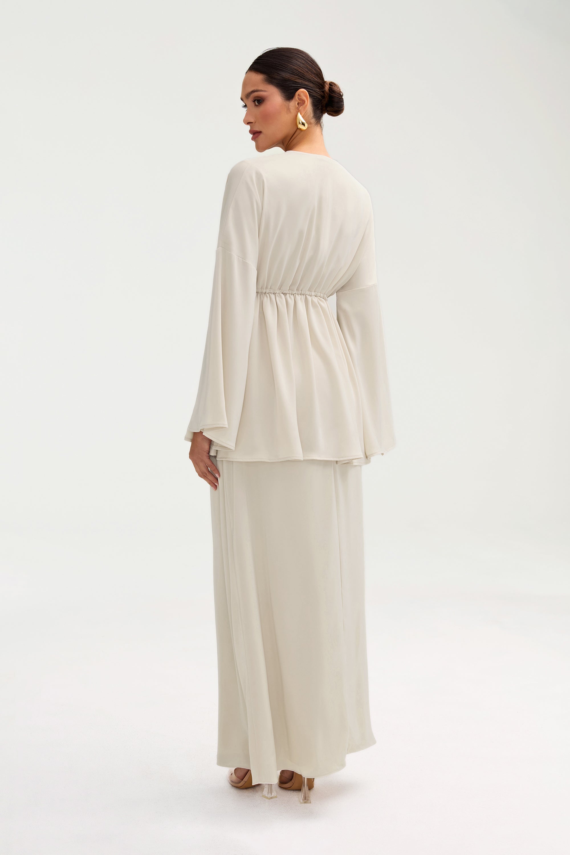 Samia Satin Tie Front Top - Stone Clothing Veiled 