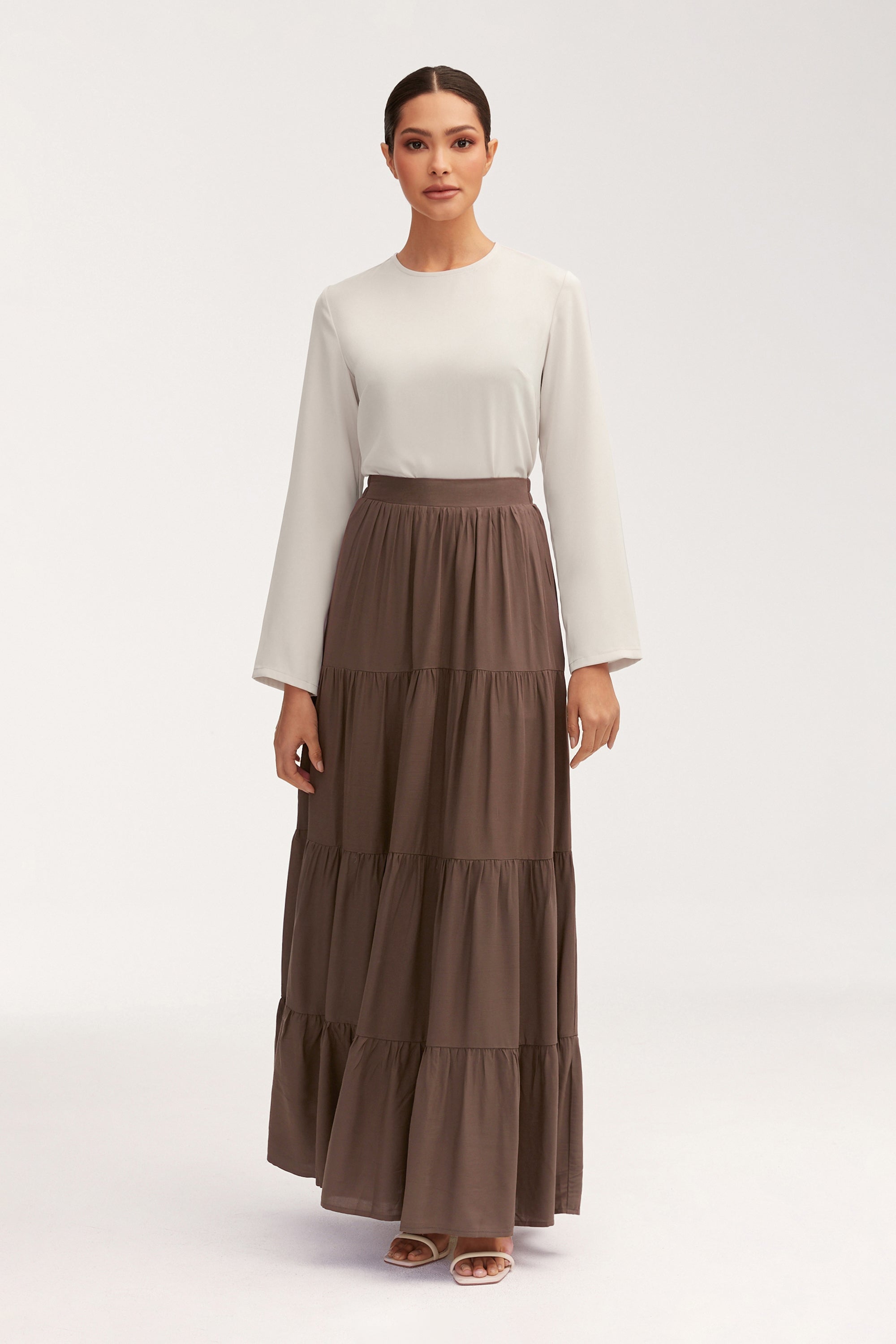 Sana Maxi Skirt - Dark Brown Clothing Veiled 