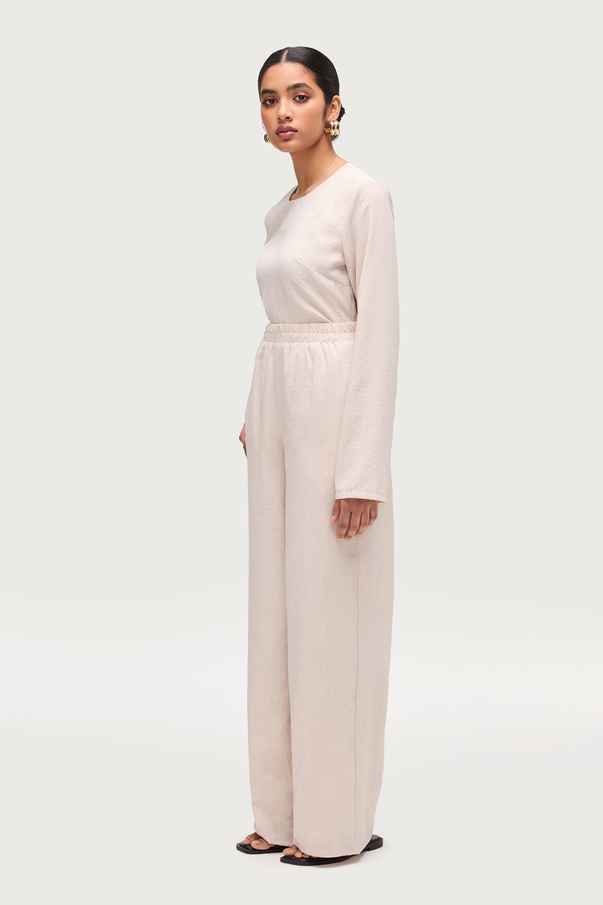 Sana Wide Leg Pants - Oatmeal Dresses Veiled
