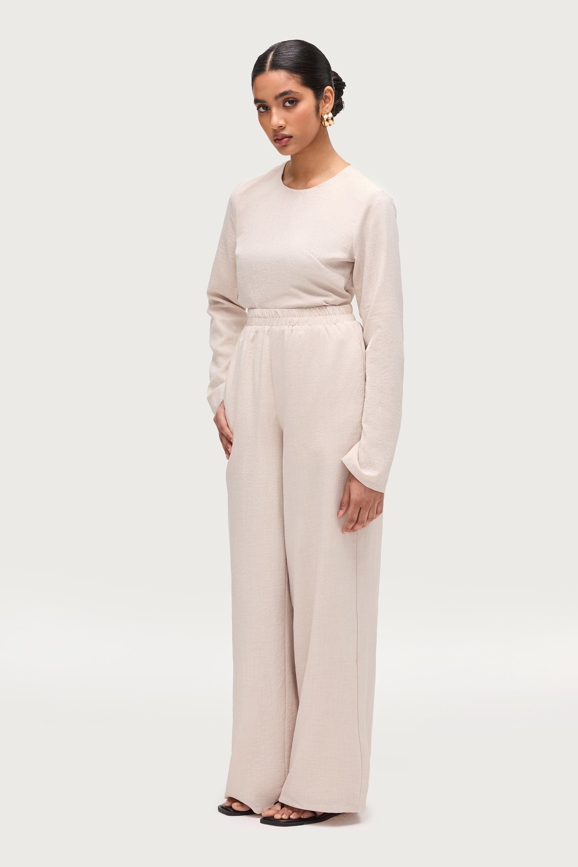 Sana Wide Leg Pants - Oatmeal Dresses Veiled