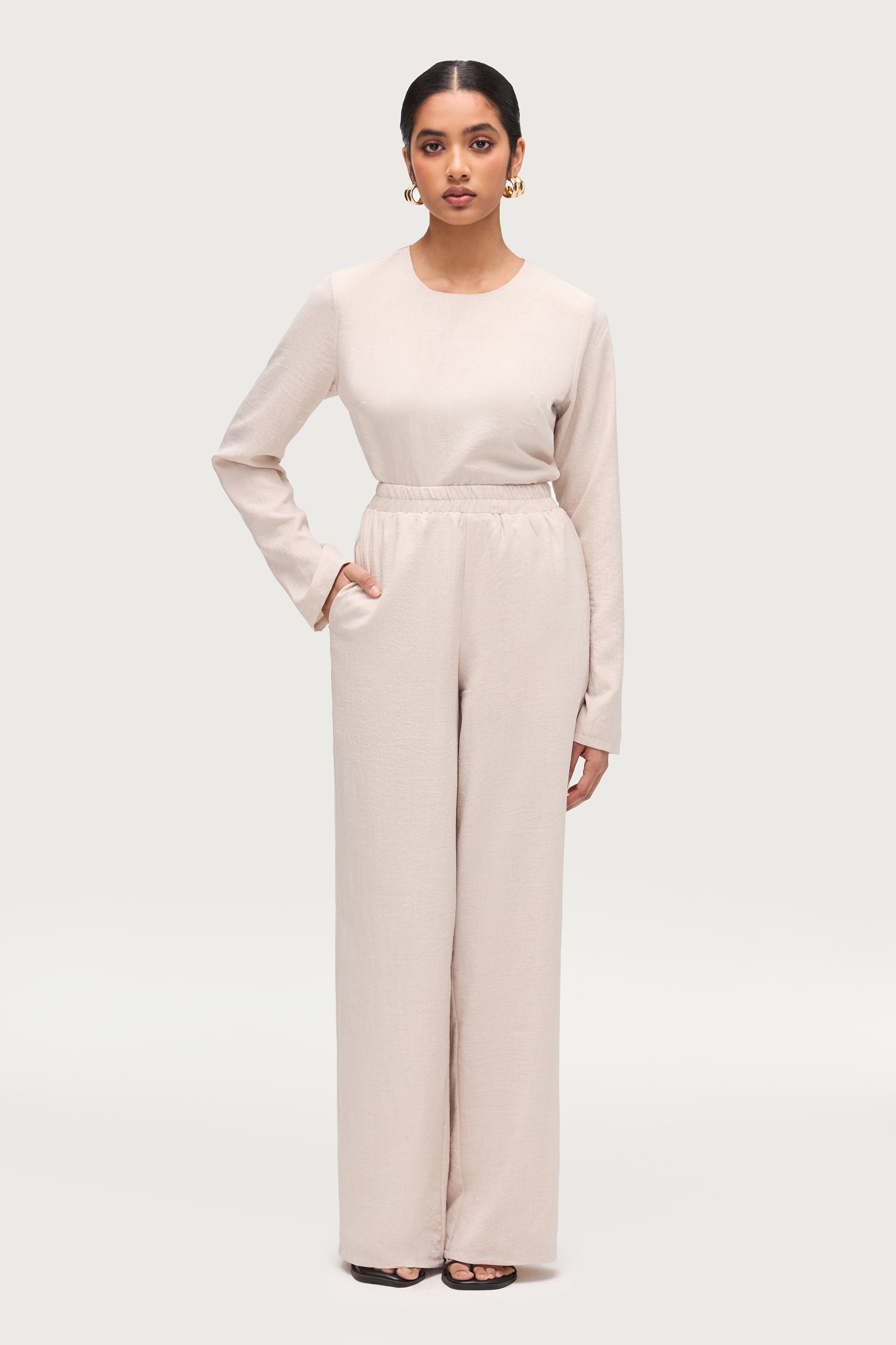 Sana Wide Leg Pants - Oatmeal Dresses Veiled