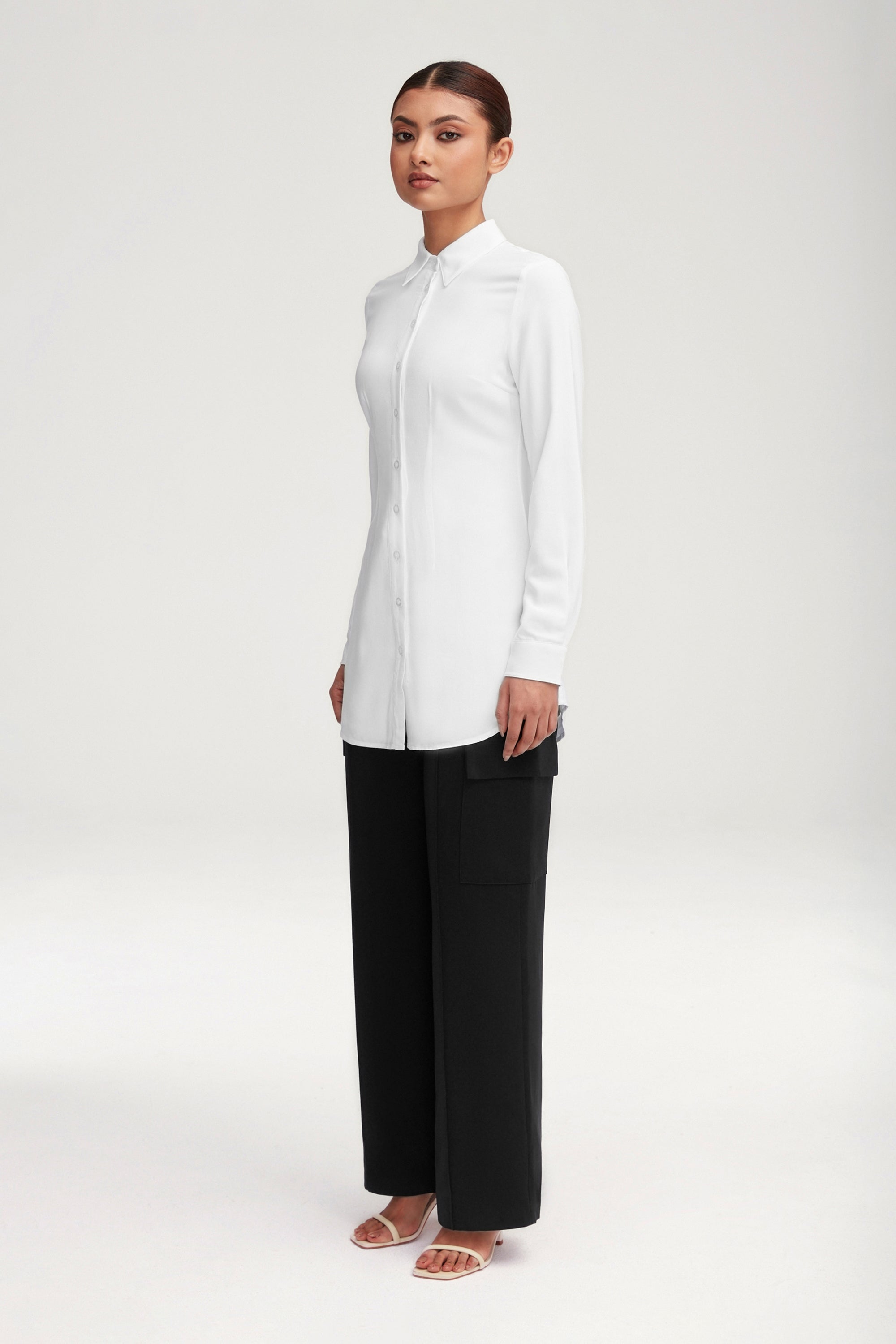 Sarah Fitted Button Down Top - White Clothing epschoolboard 
