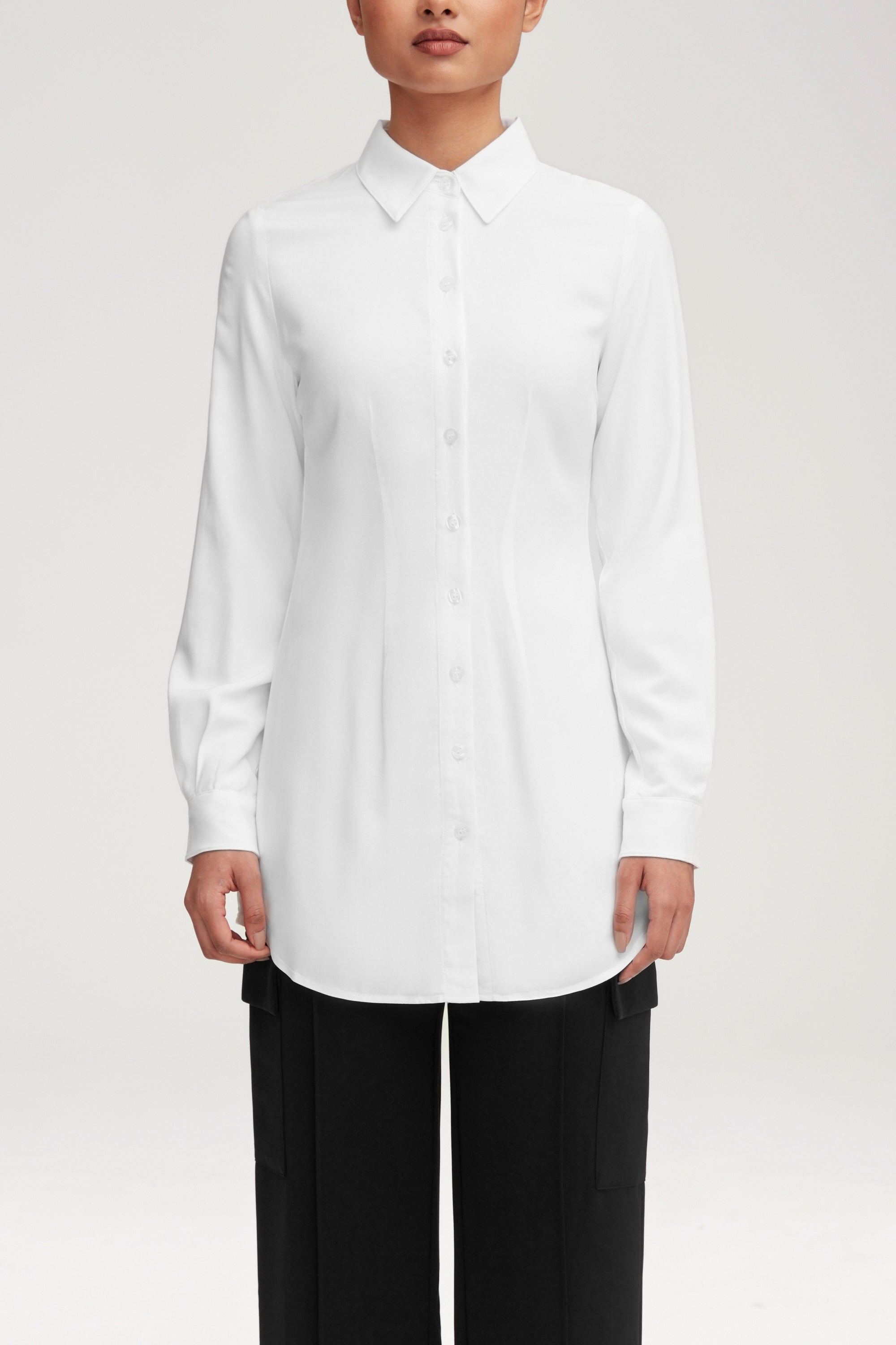 Sarah Fitted Button Down Top - White Clothing Veiled 