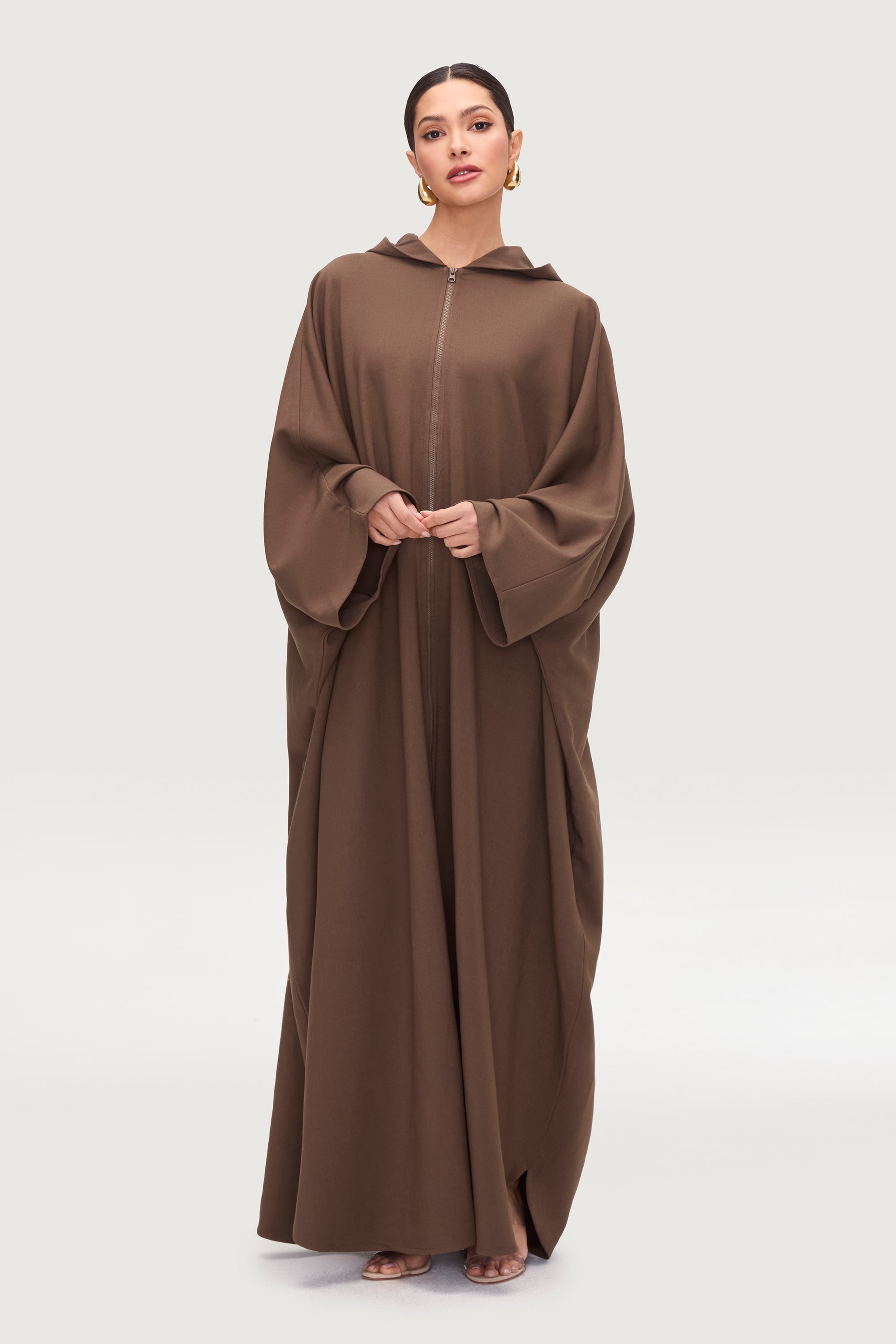 Saria Hooded Zip Front Kaftan Dress - Desert Palm Dresses Veiled