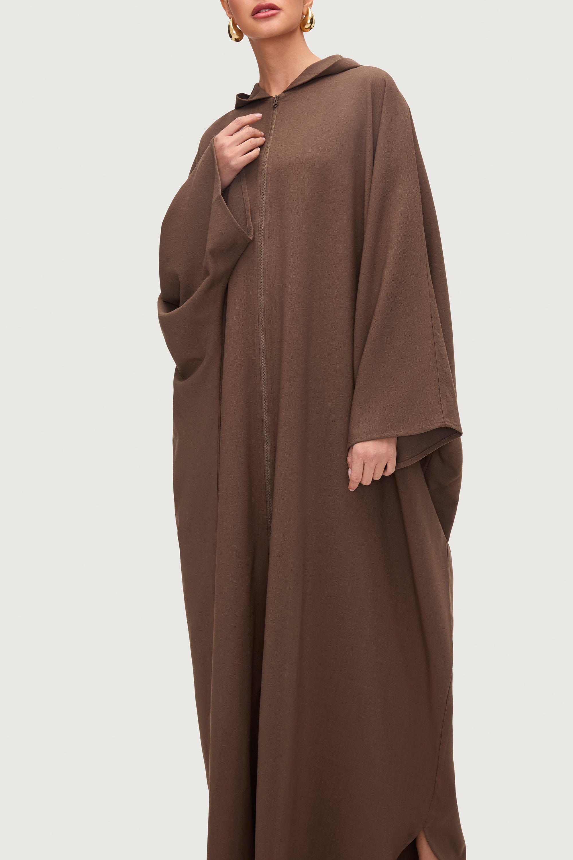 Saria Hooded Zip Front Kaftan Dress - Desert Palm Dresses Veiled