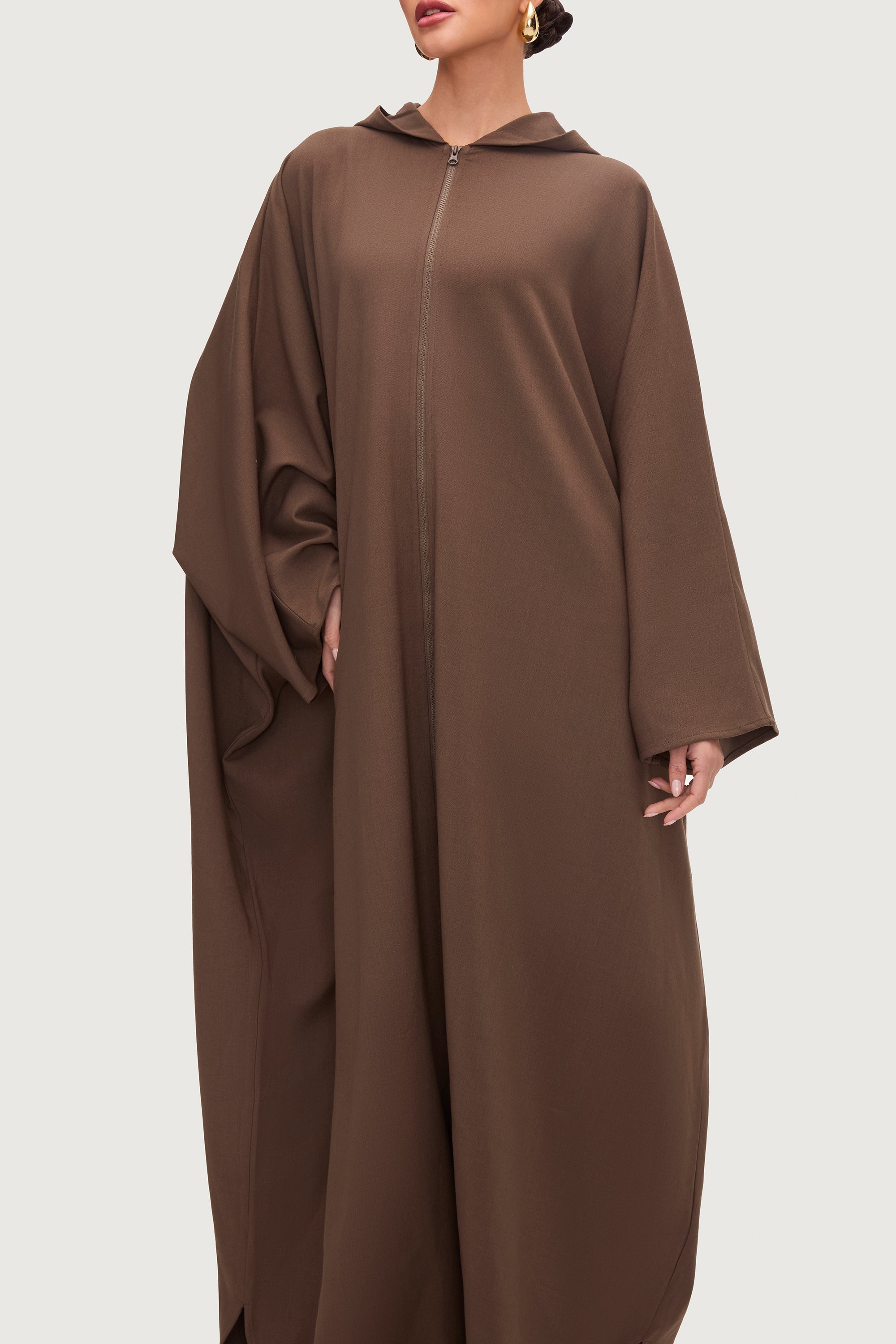 Saria Hooded Zip Front Kaftan Dress - Desert Palm Dresses Veiled