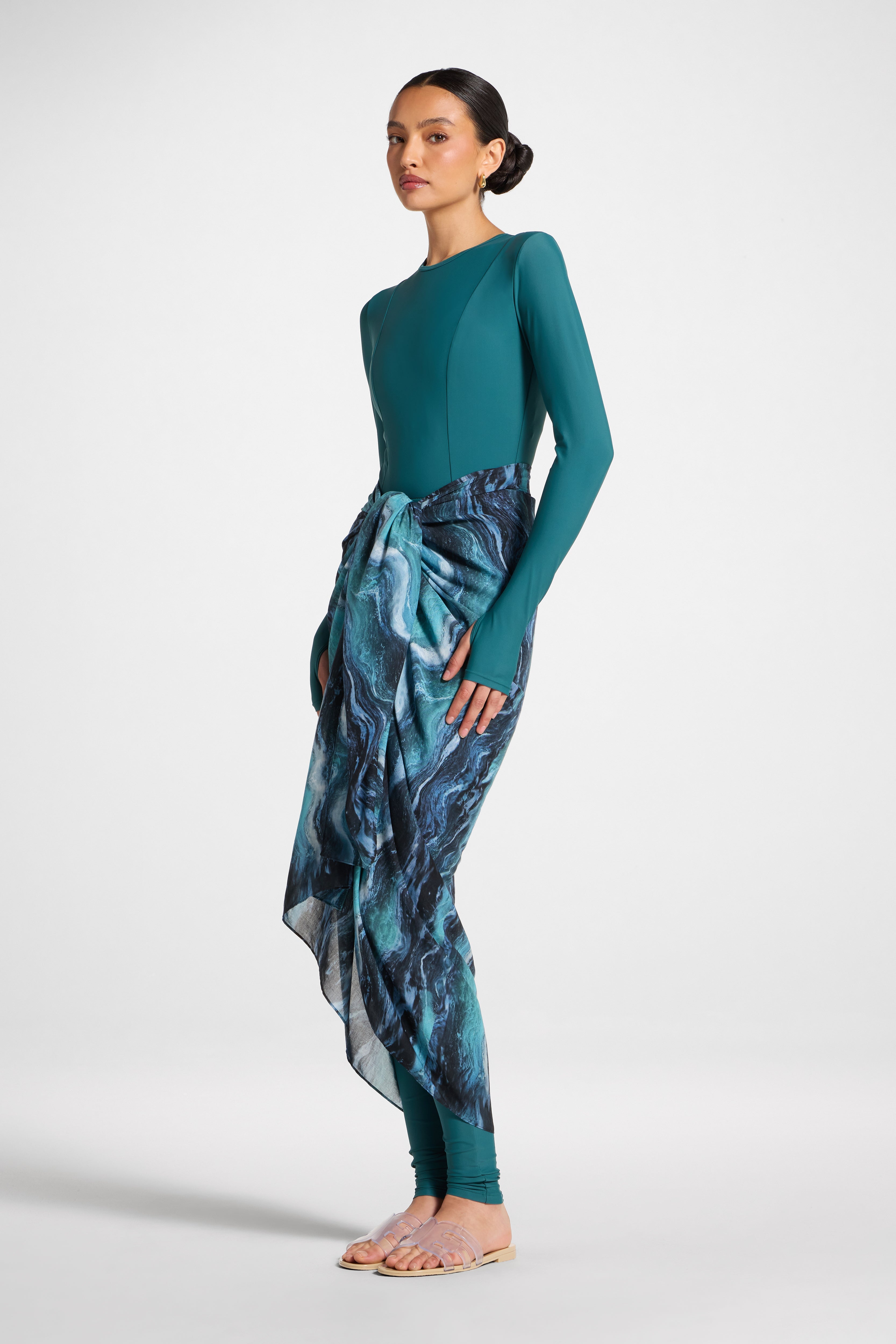 Sarong Scarf Cover Up - Ocean Ripple Swim Veiled