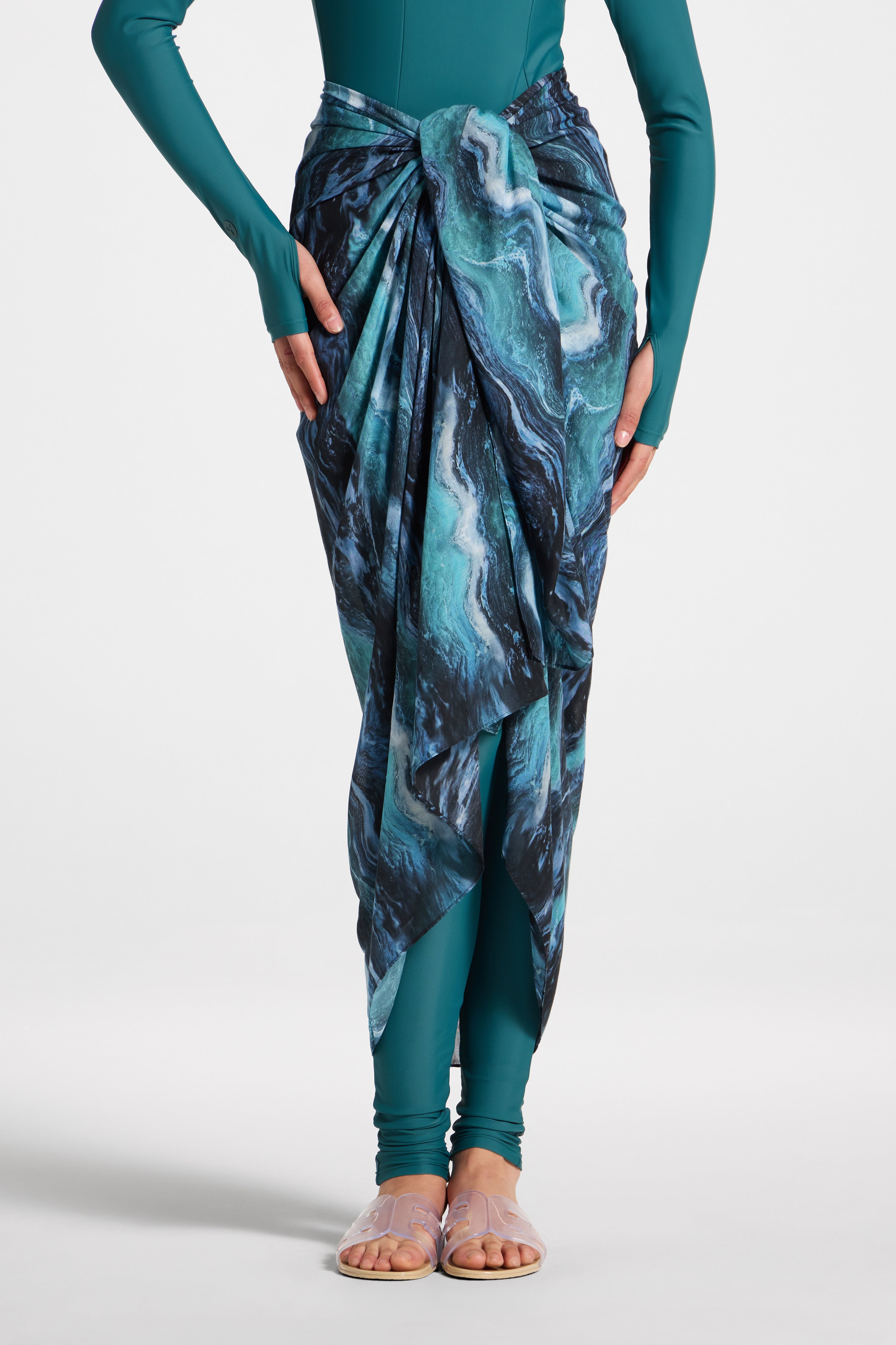 Sarong Scarf Cover Up - Ocean Ripple Swim Veiled