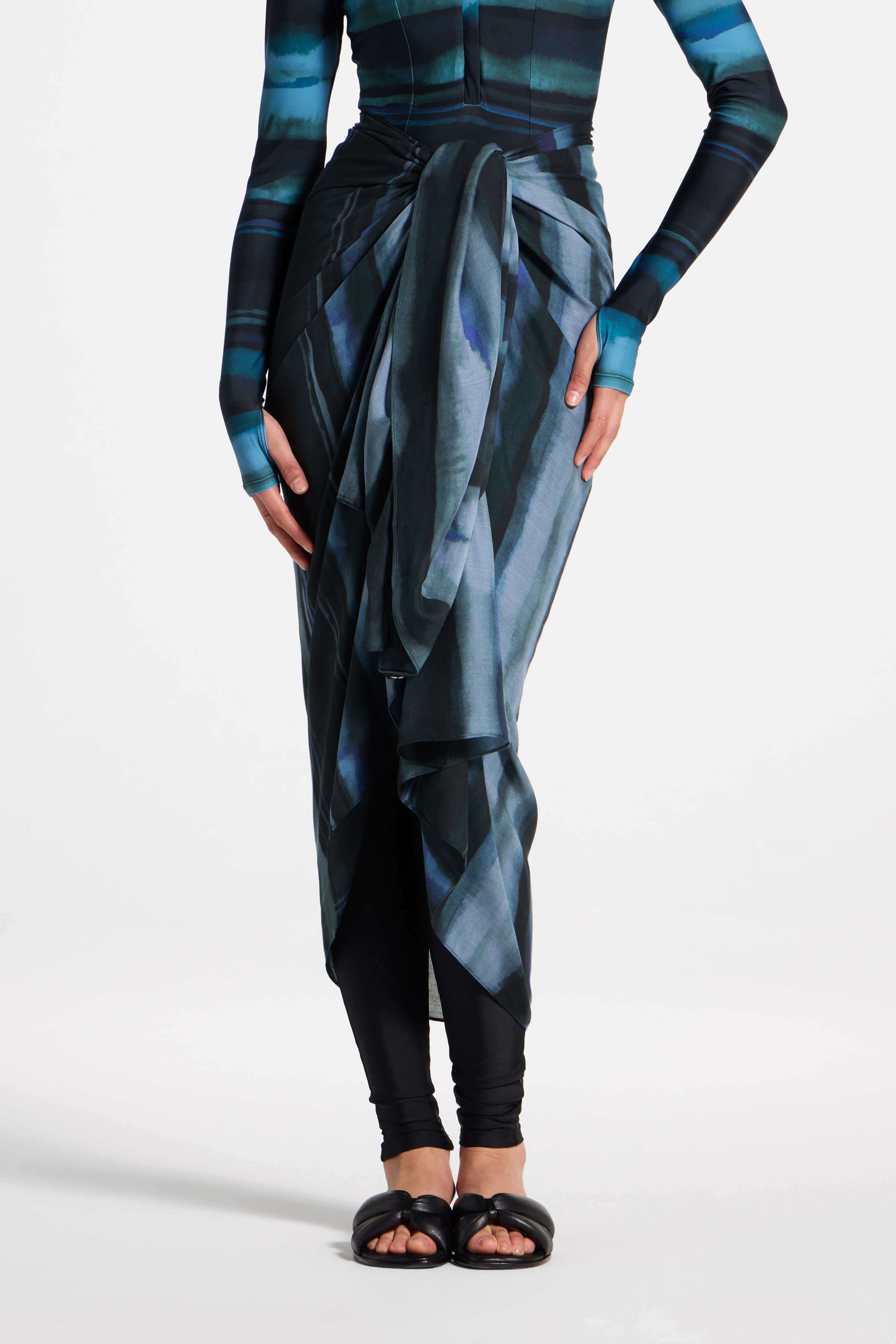 Sarong Scarf Cover Up - Twilight Waves Swim Veiled