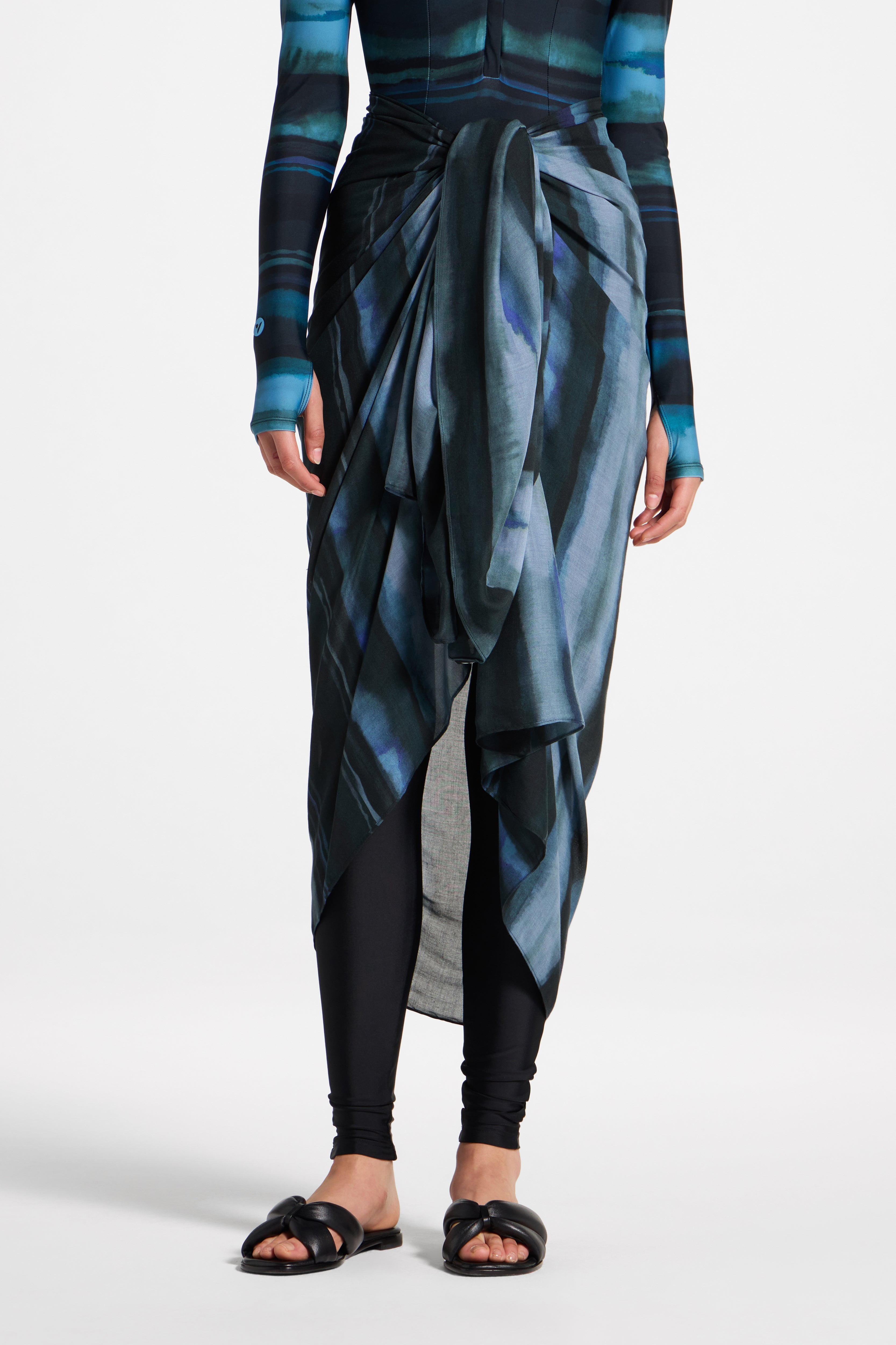 Sarong Scarf Cover Up - Twilight Waves Swim Veiled