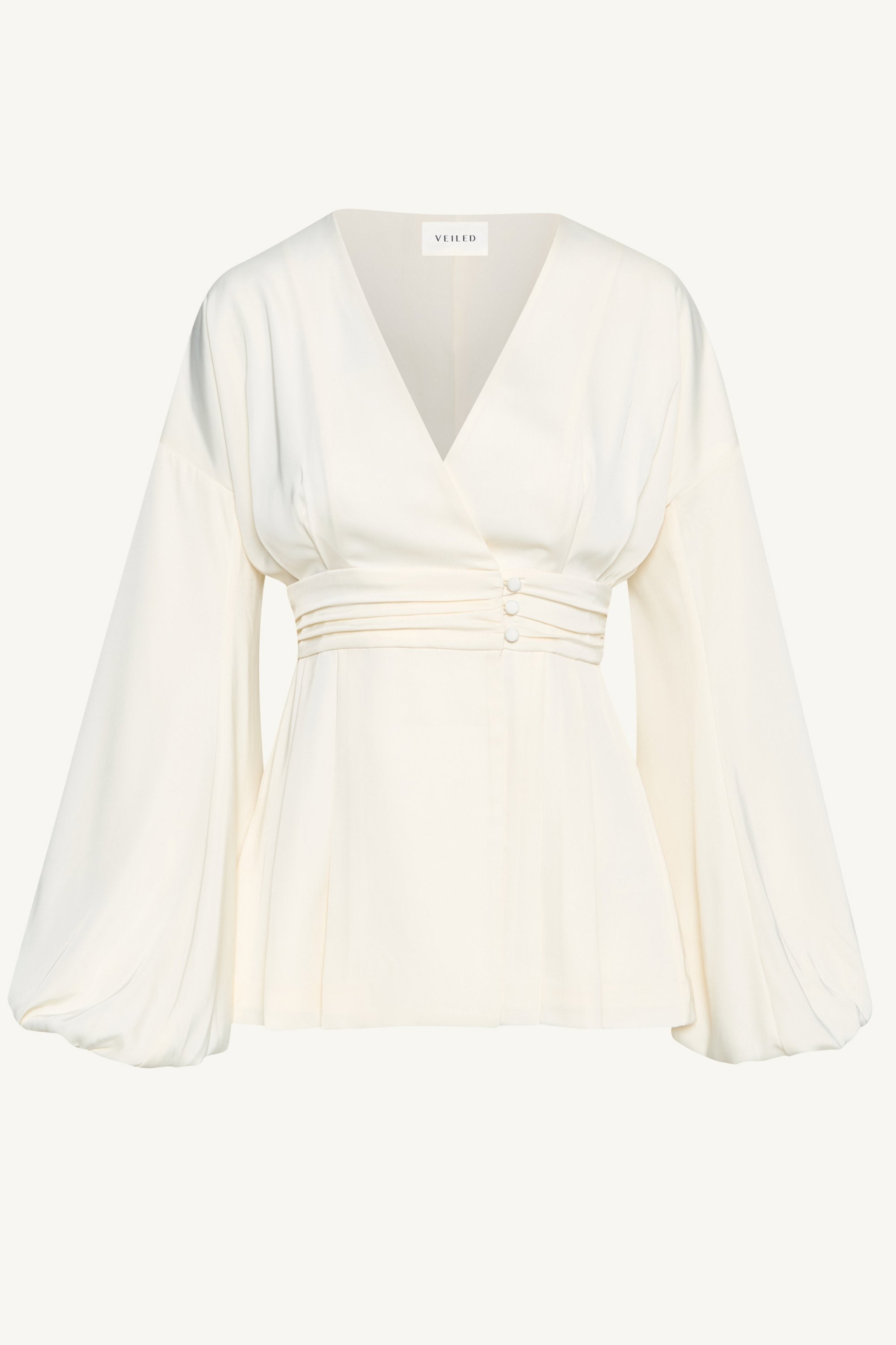 Satin Cardigan Top - Ivory Dresses Veiled