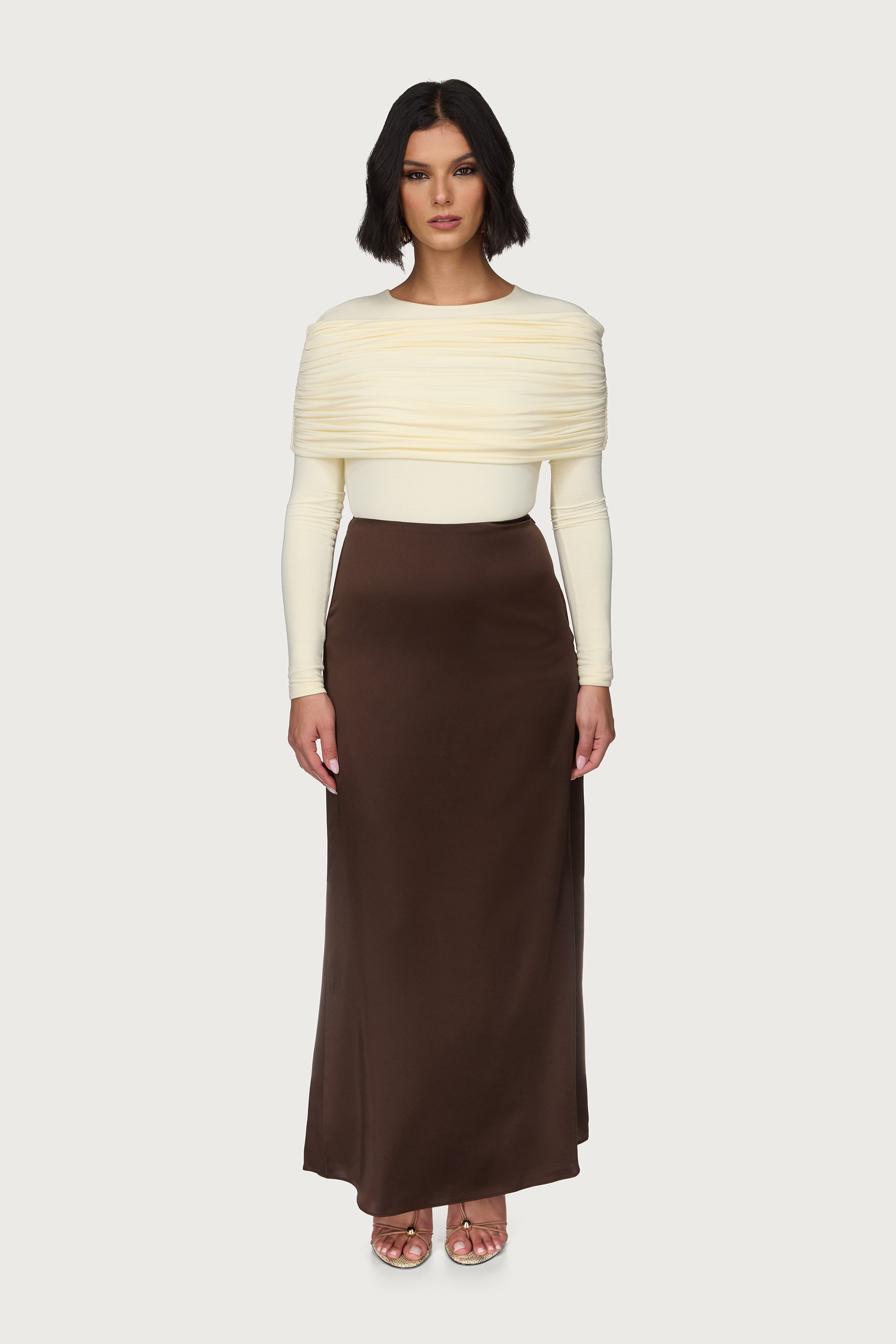 Satin Maxi Skirt - Qahwah Abayas Veiled