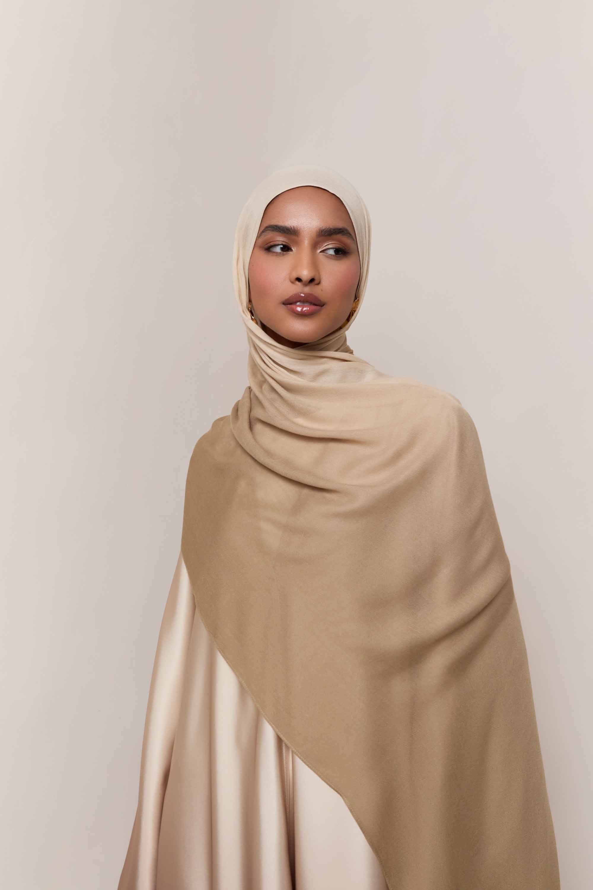 Satin Ombre Open Abaya - Cocoa Creme Abayas Veiled