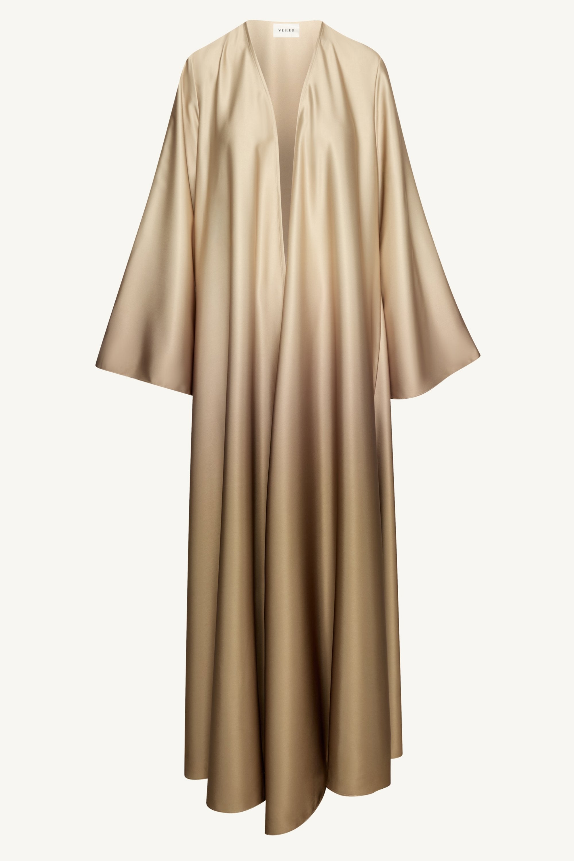 Satin Ombre Open Abaya - Cocoa Creme Abayas Veiled