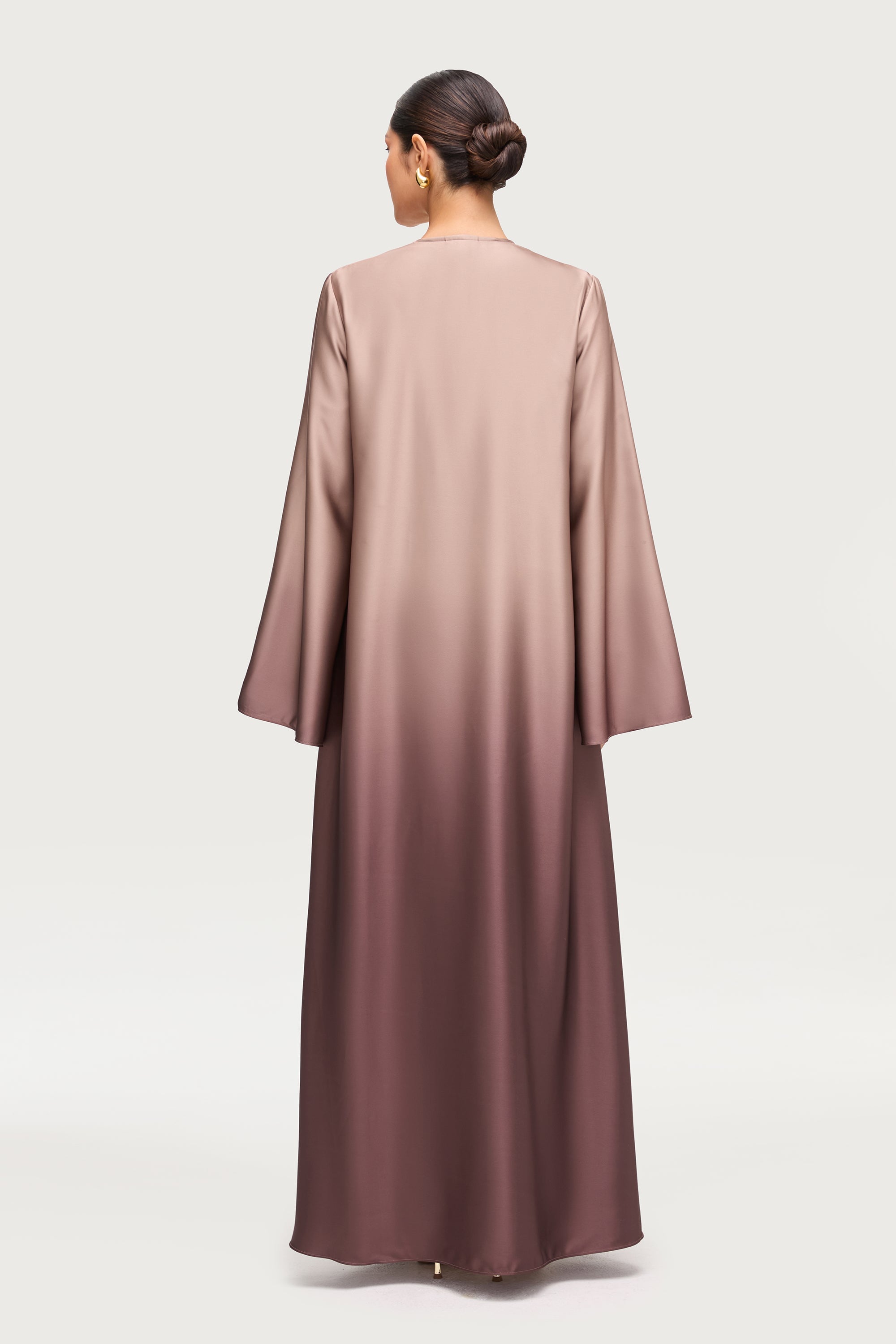 Satin Ombre Open Abaya - Mocha Latte Abayas Veiled