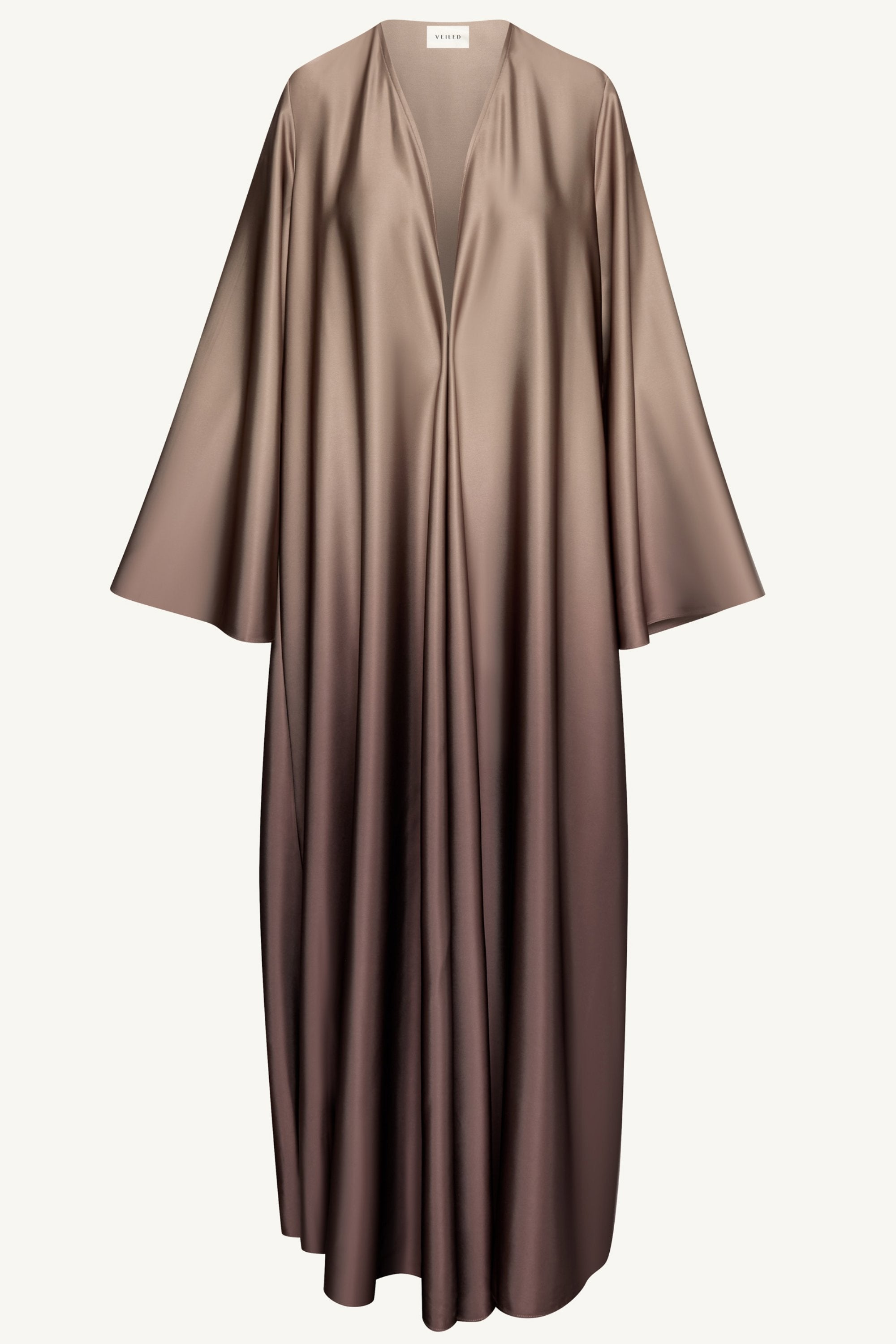 Satin Ombre Open Abaya - Mocha Latte Abayas Veiled