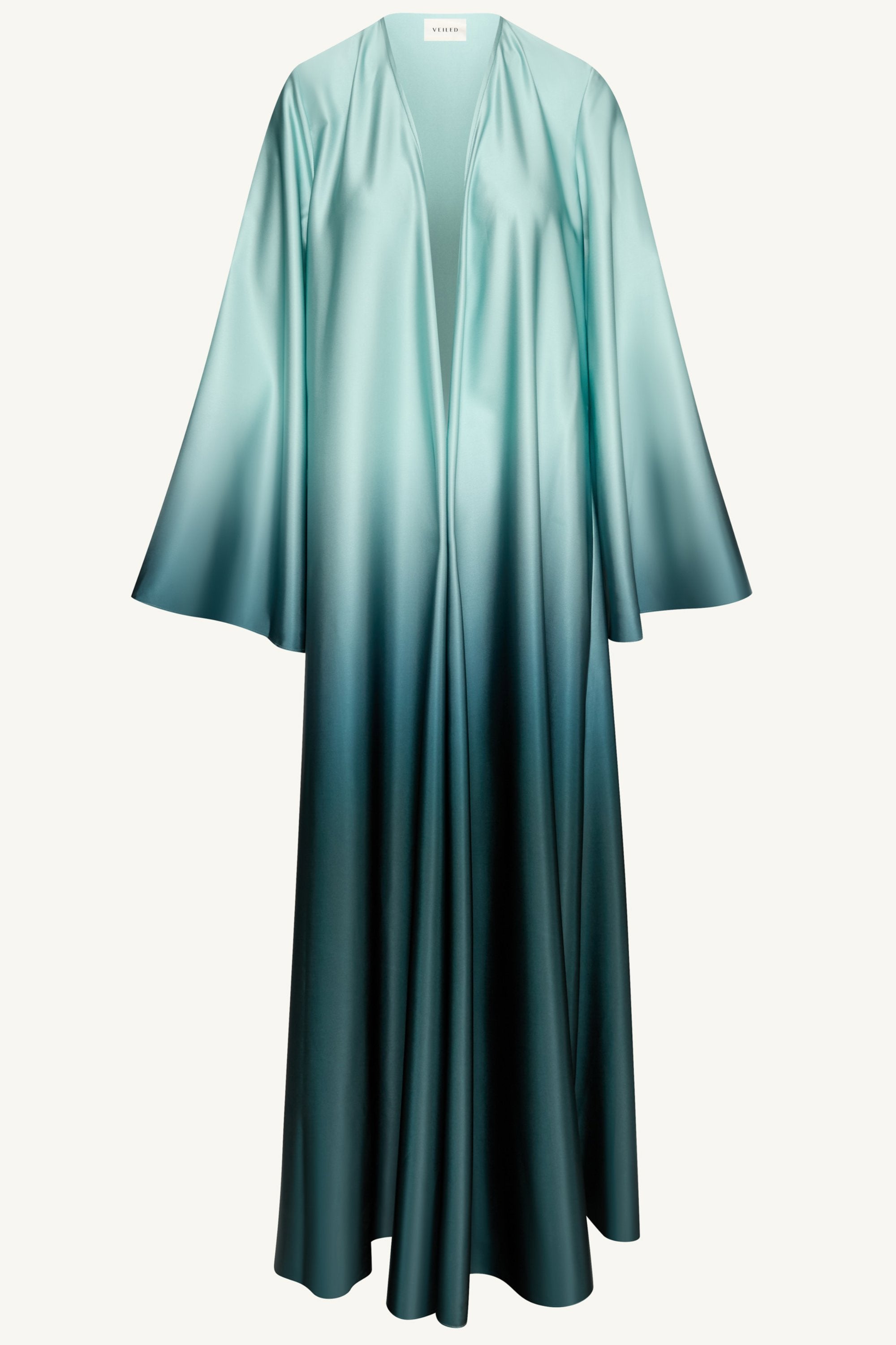 Satin Ombre Open Abaya - Night Pine Abayas Veiled