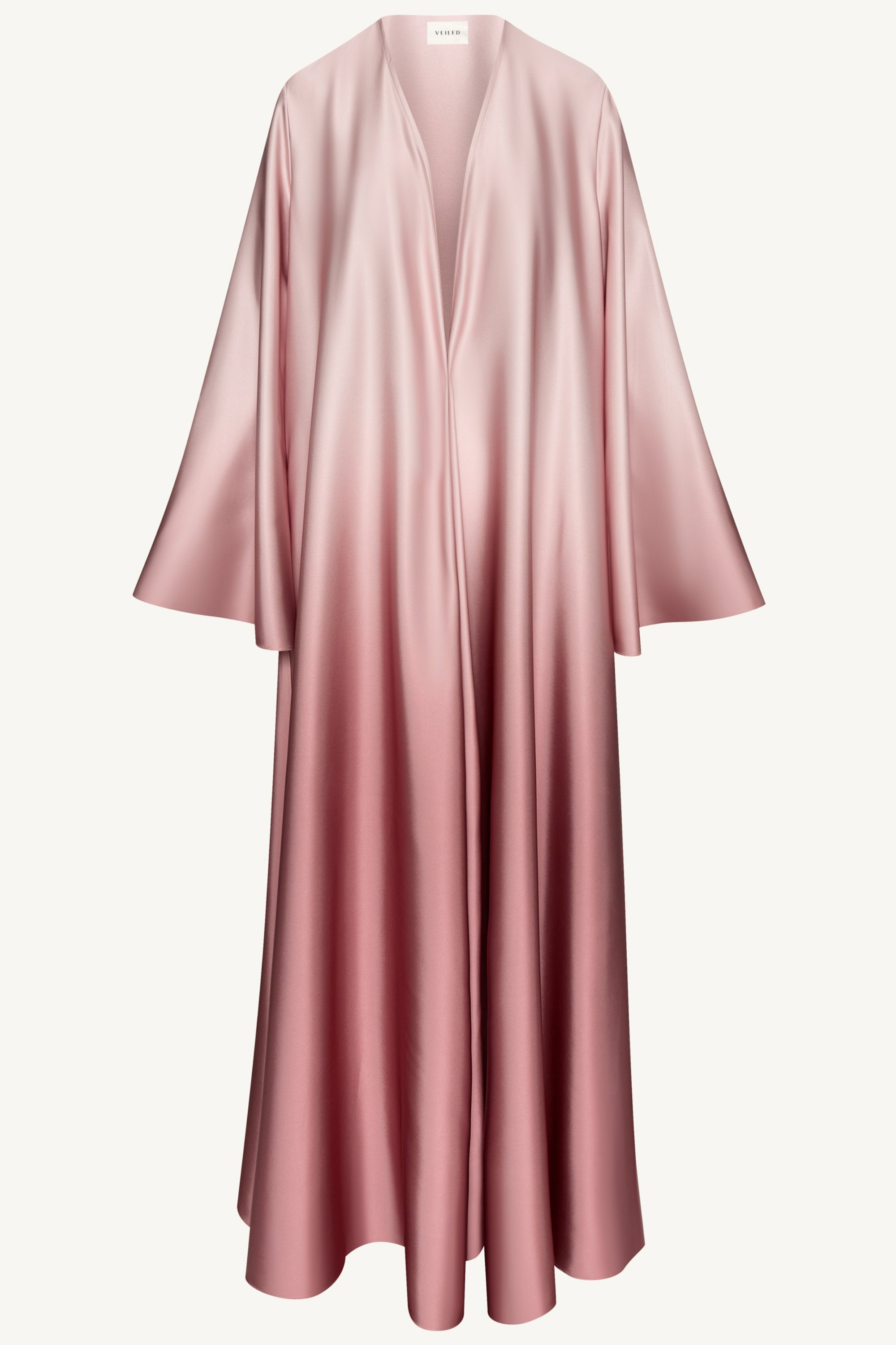 Satin Ombre Open Abaya - Pink Pearl Abayas Veiled