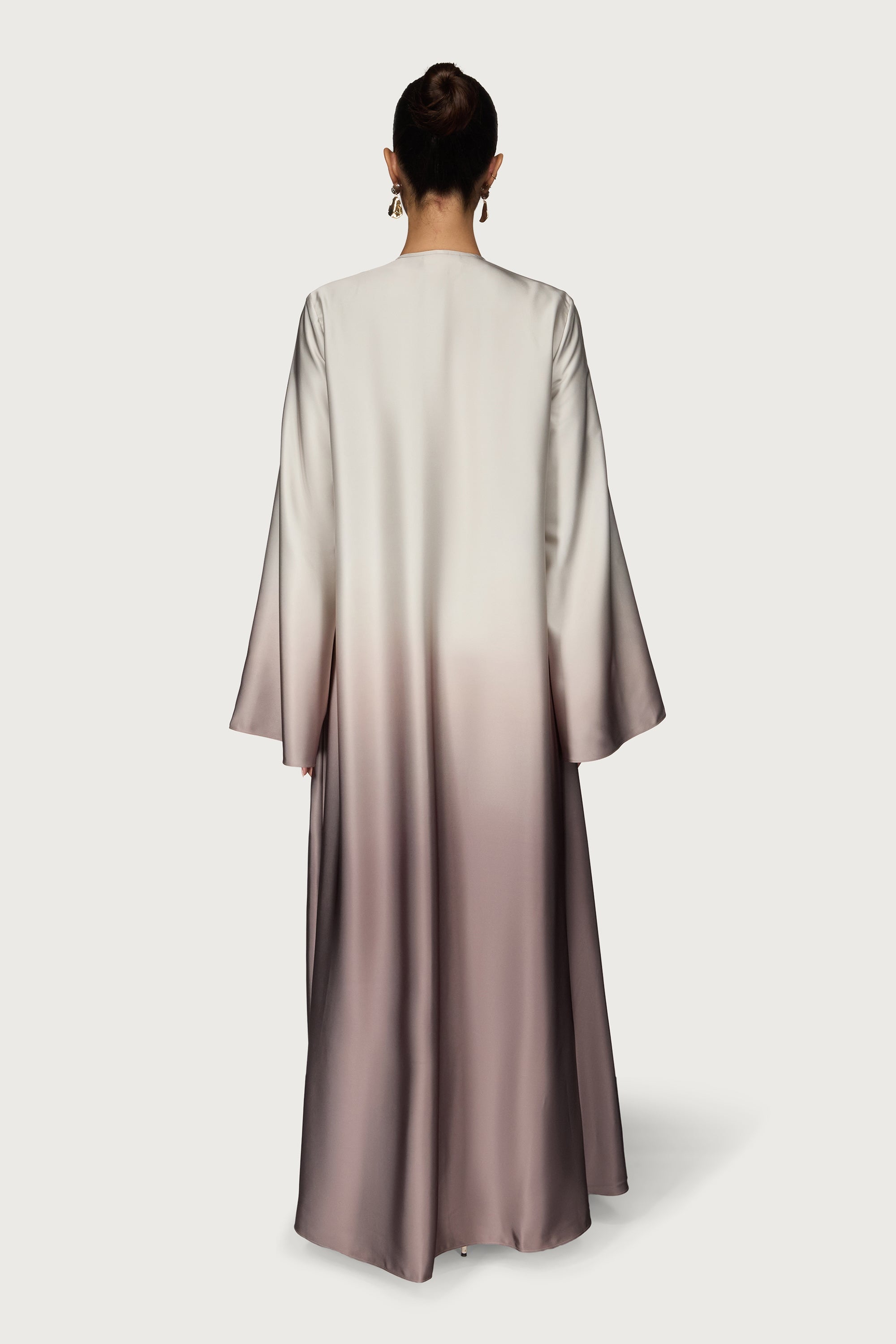 Satin Ombre Open Abaya - Truffle Abayas Veiled