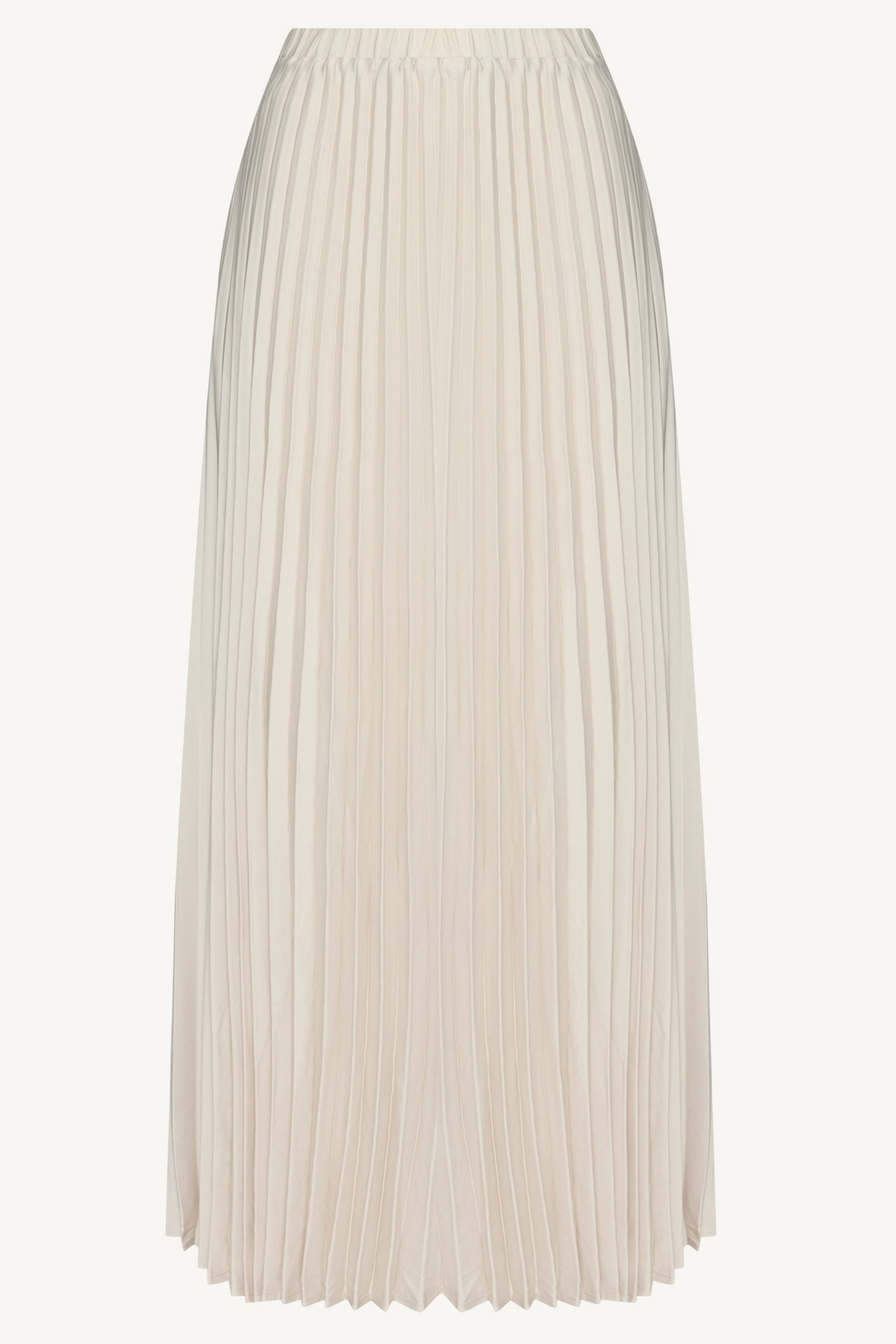 Satin Pleated Maxi Skirt - Stone Bottoms Veiled Collection