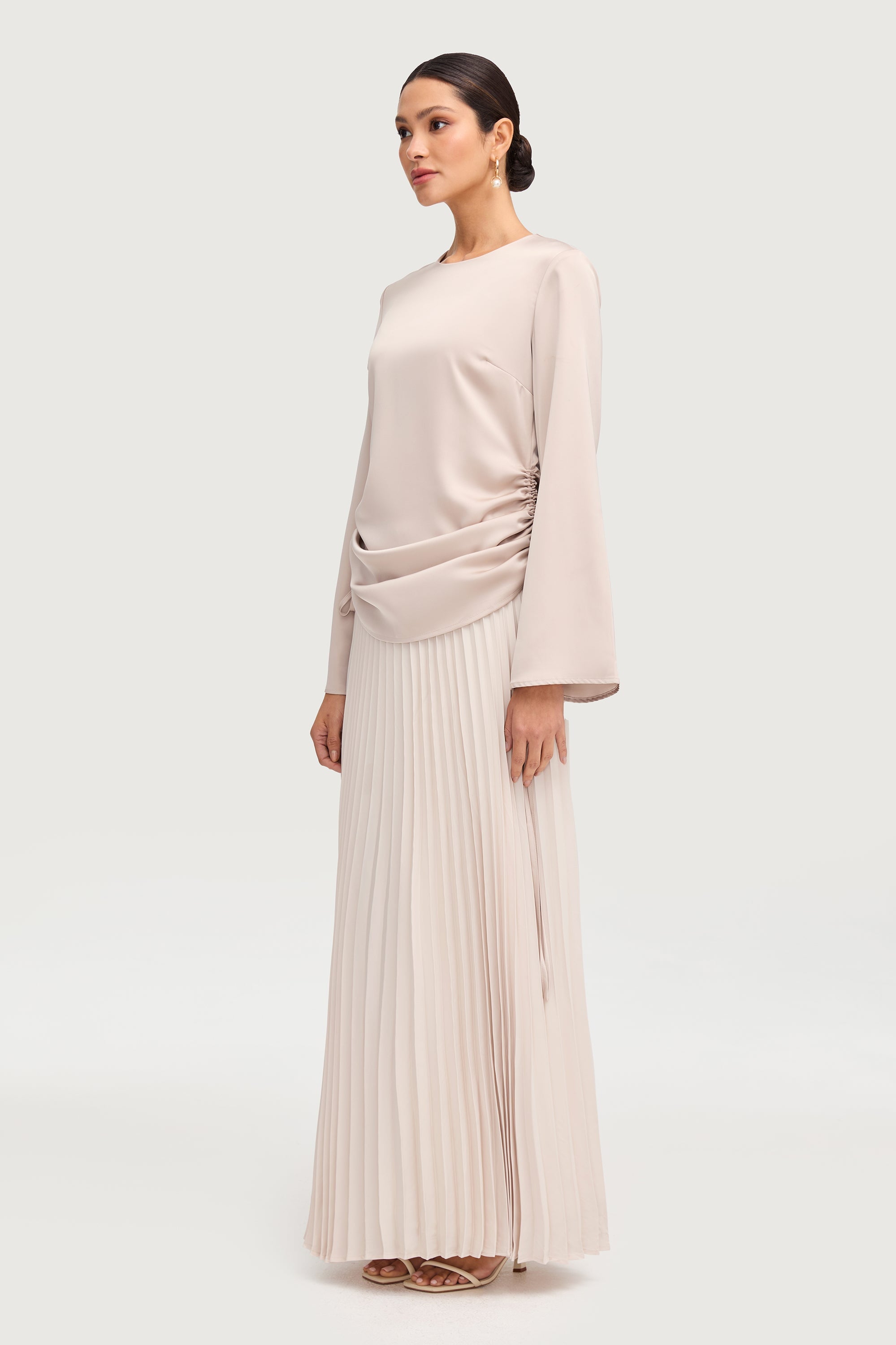 Satin Side Rouched Top - Cloud Tops Veiled Collection