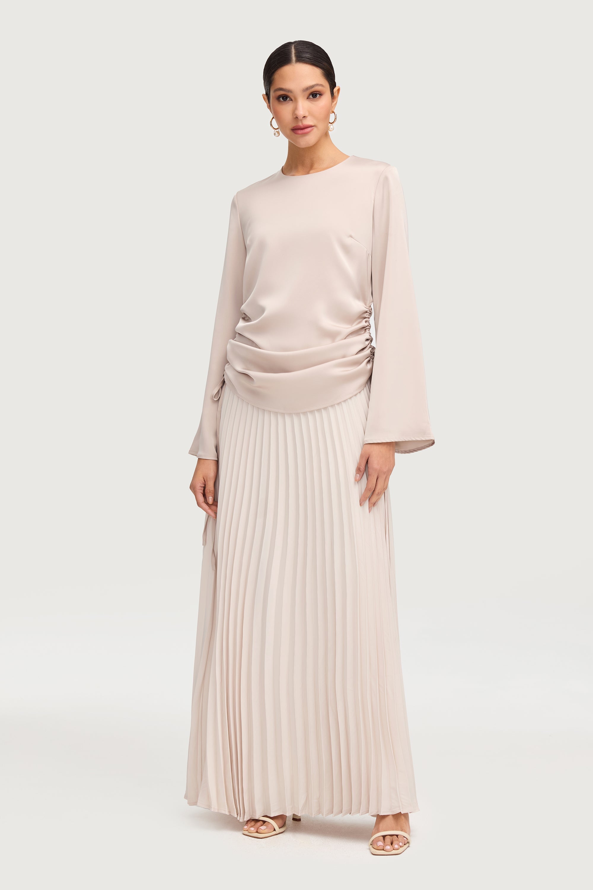 Satin Side Rouched Top - Cloud Tops Veiled Collection