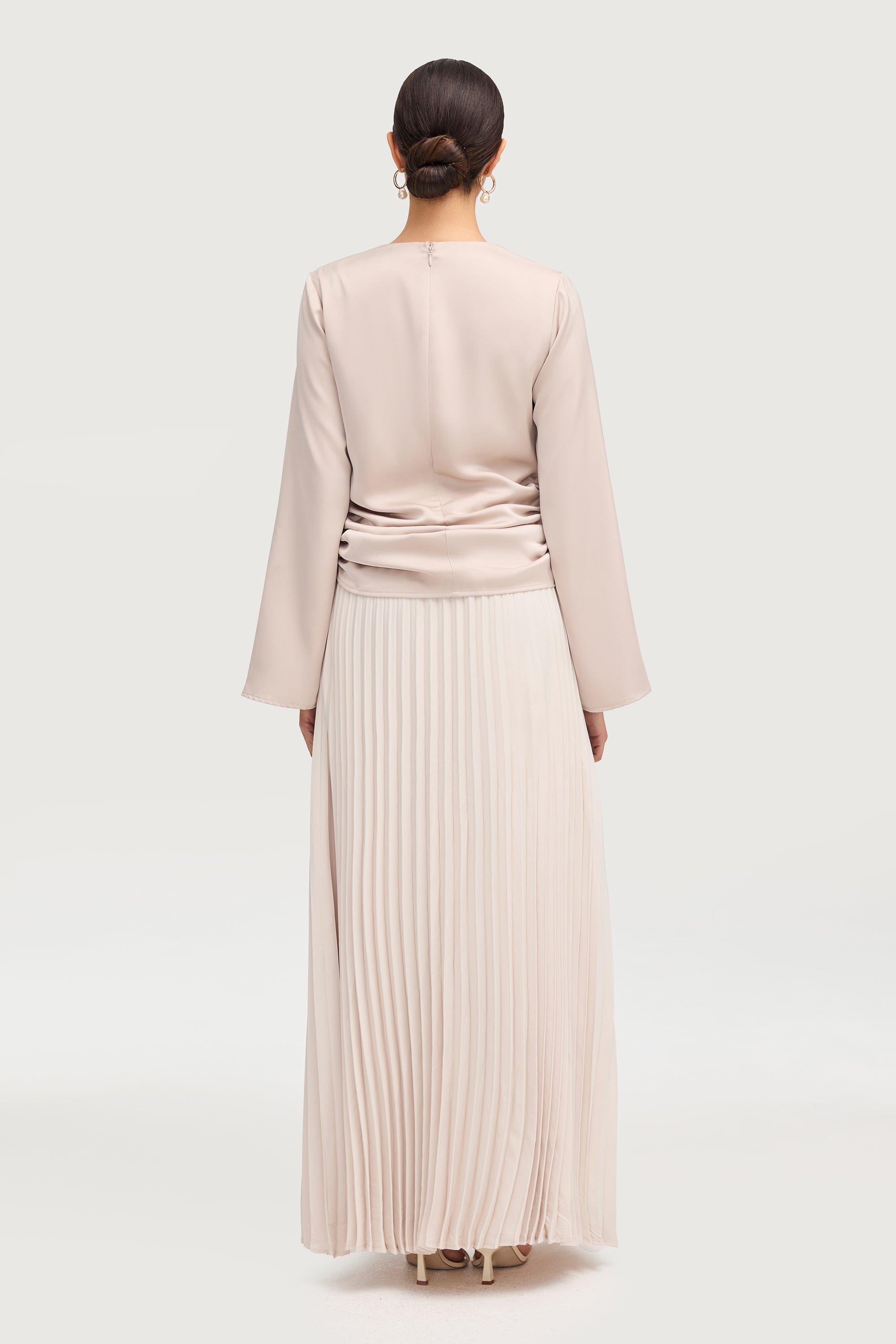 Satin Side Rouched Top - Cloud Tops Veiled Collection