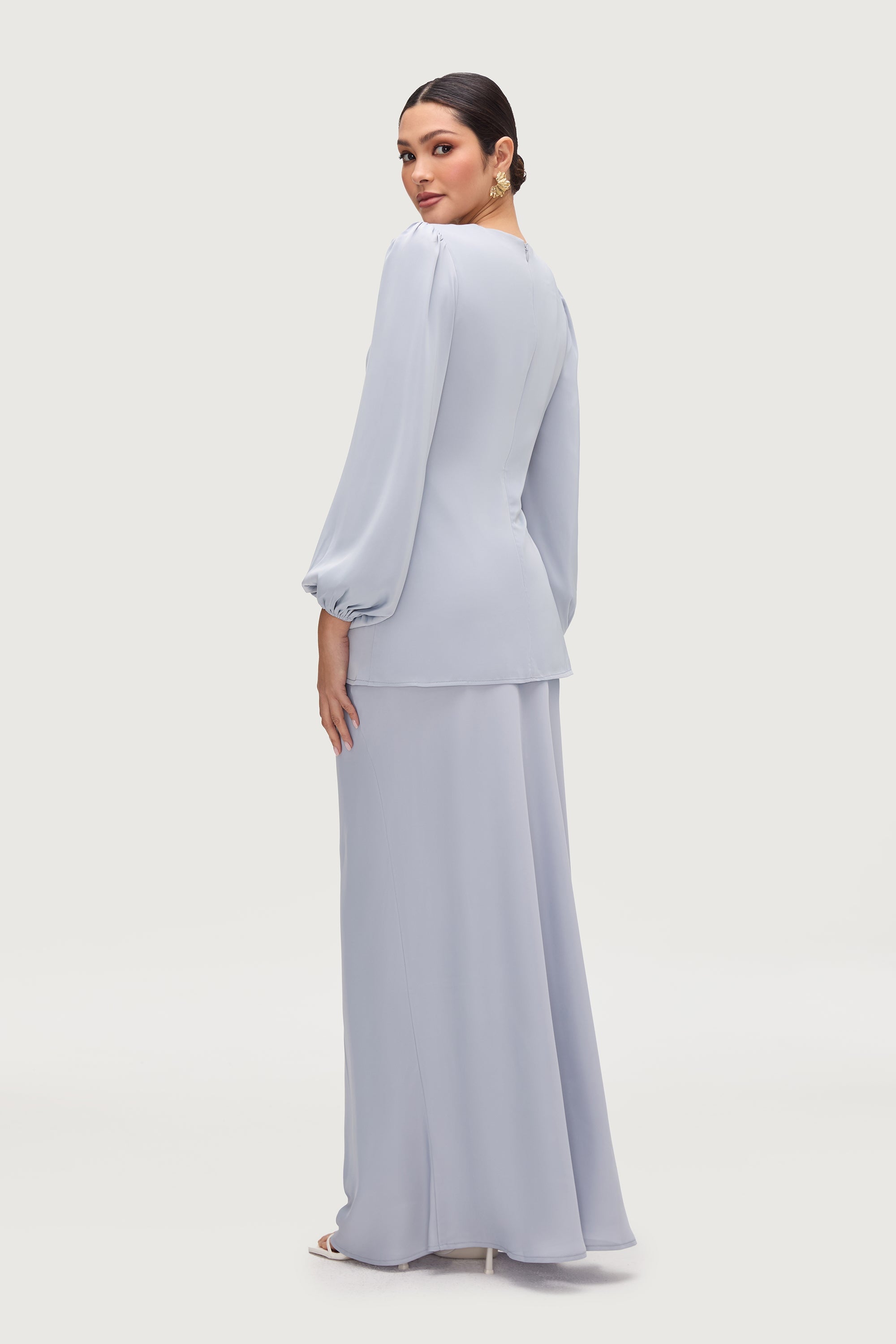 Satin Side Tie Top - Powder Blue Tops Veiled Collection