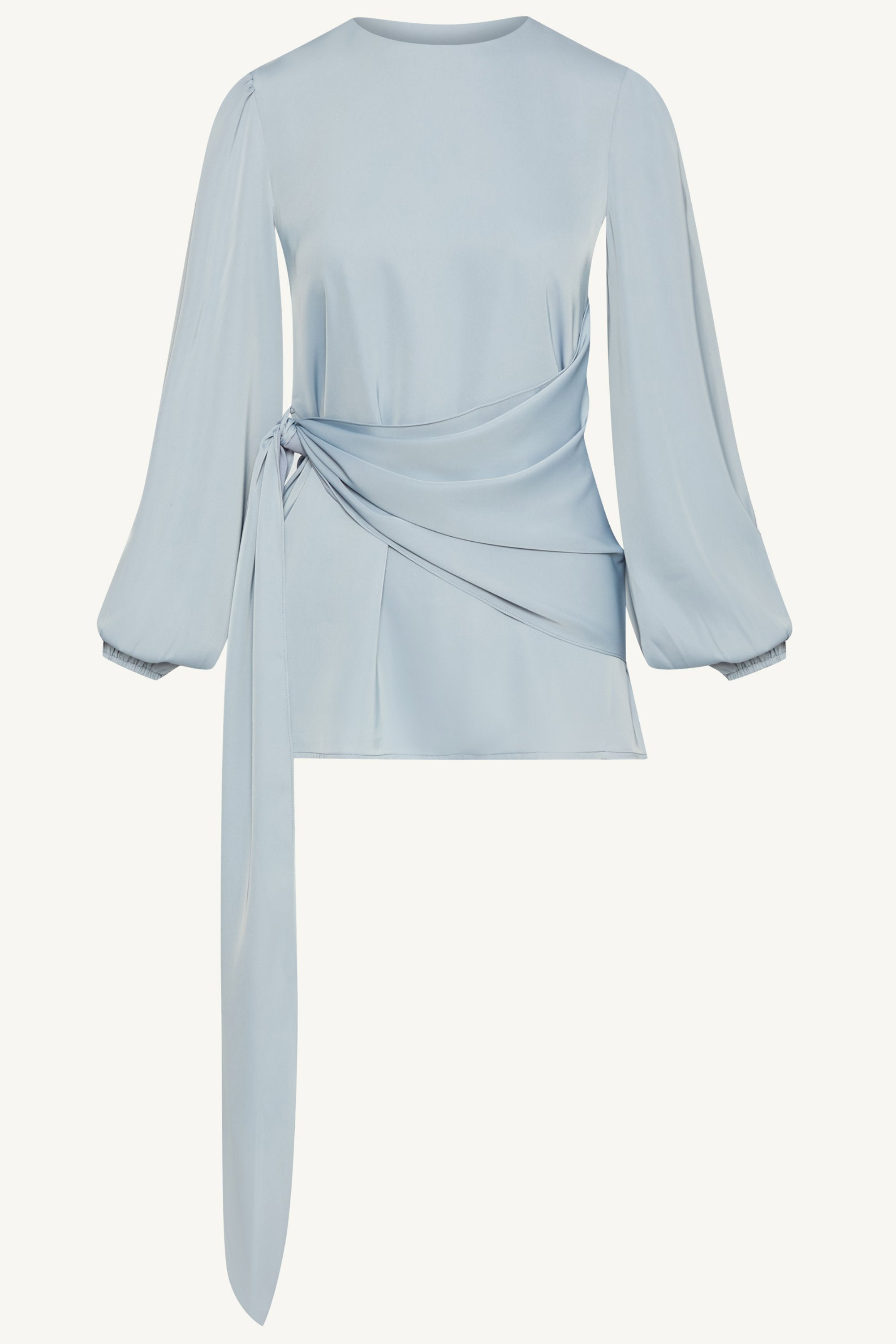 Satin Side Tie Top - Powder Blue Tops Veiled Collection