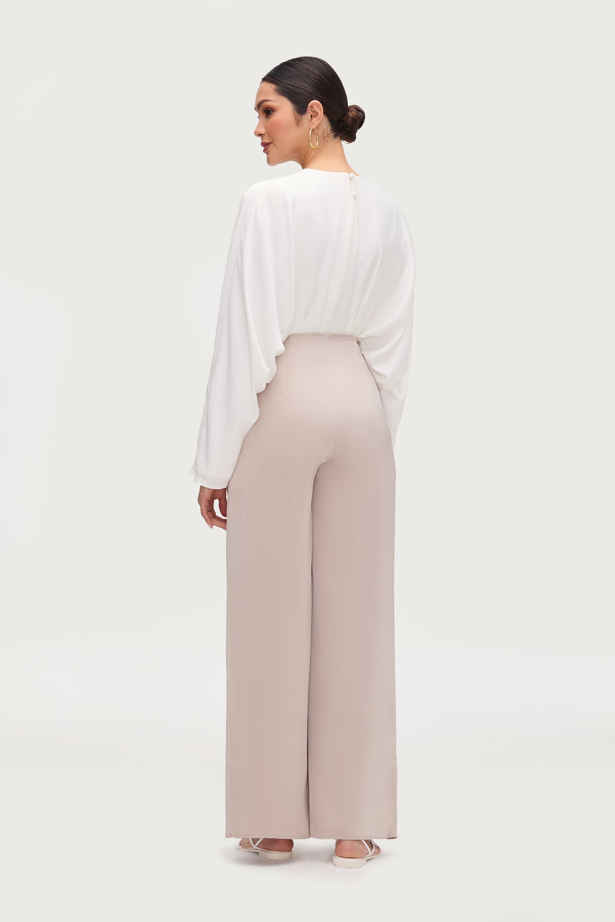 Satin Wide Leg Pants - Cloud Bottoms Veiled Collection