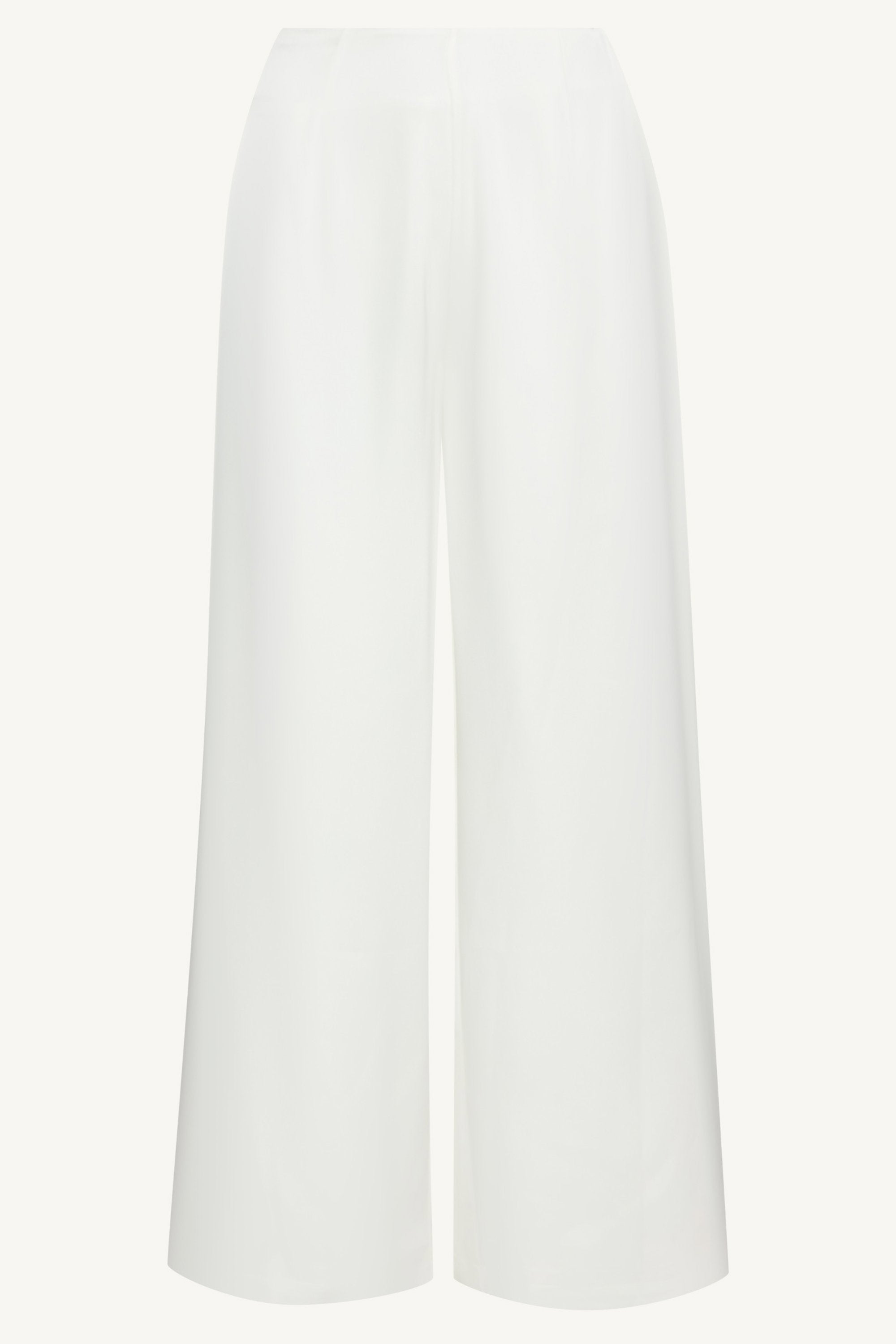 Satin Wide Leg Pants - White Bottoms Veiled Collection
