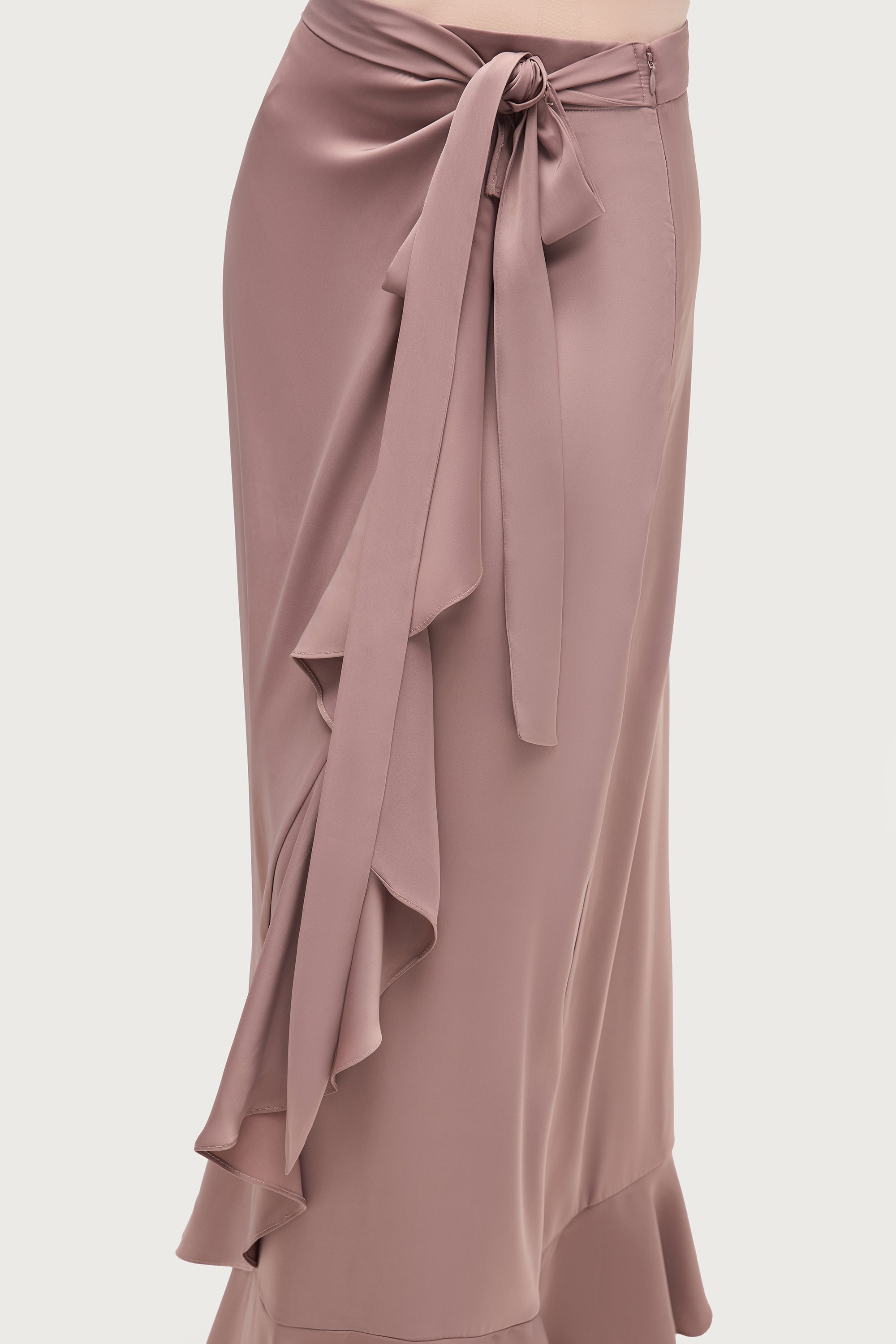 Satin Wrap Maxi Skirt - Truffle Dresses Veiled