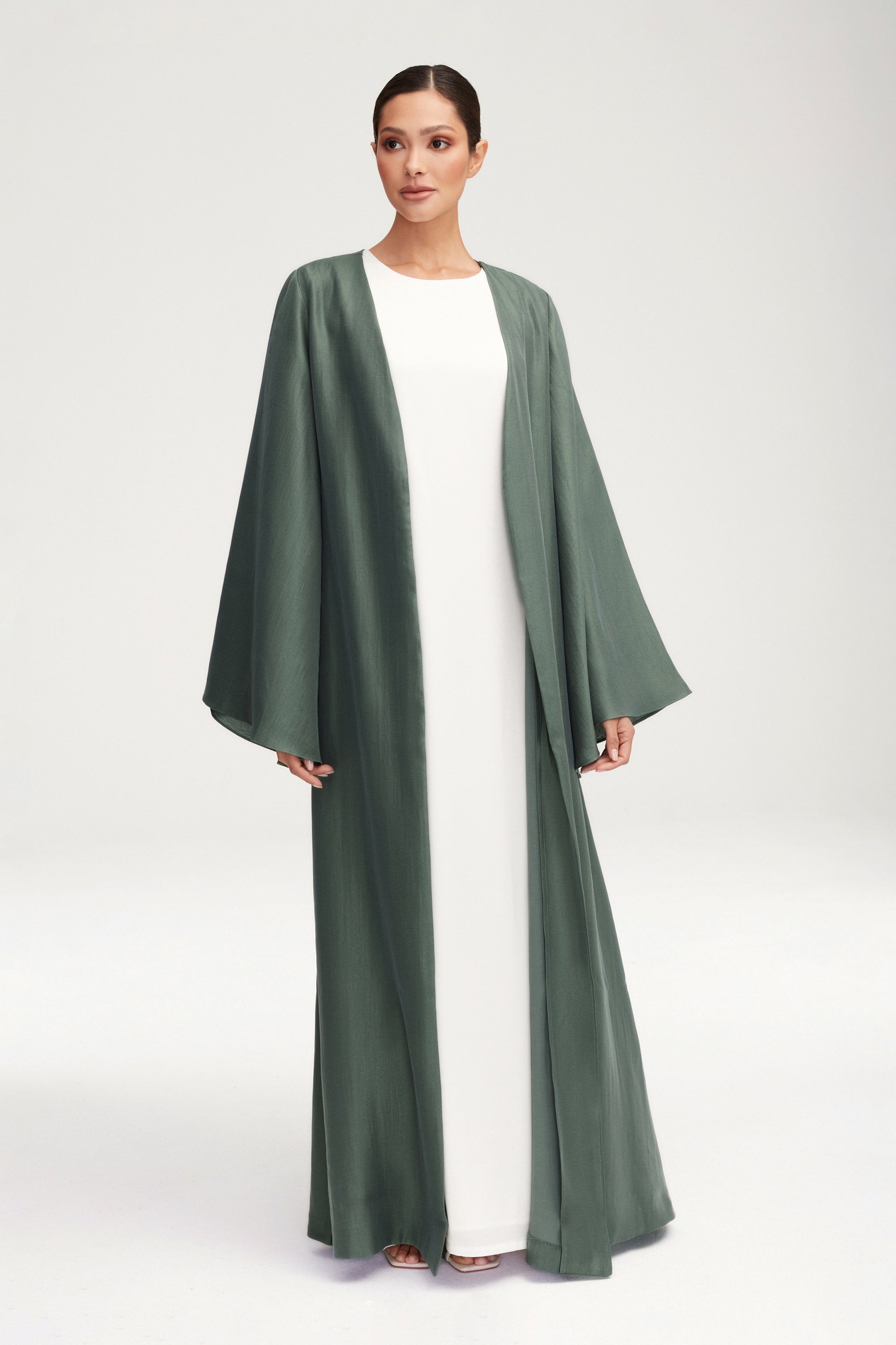 Seema Flare Sleeve Open Abaya - Dark Forest Clothing epschoolboard 