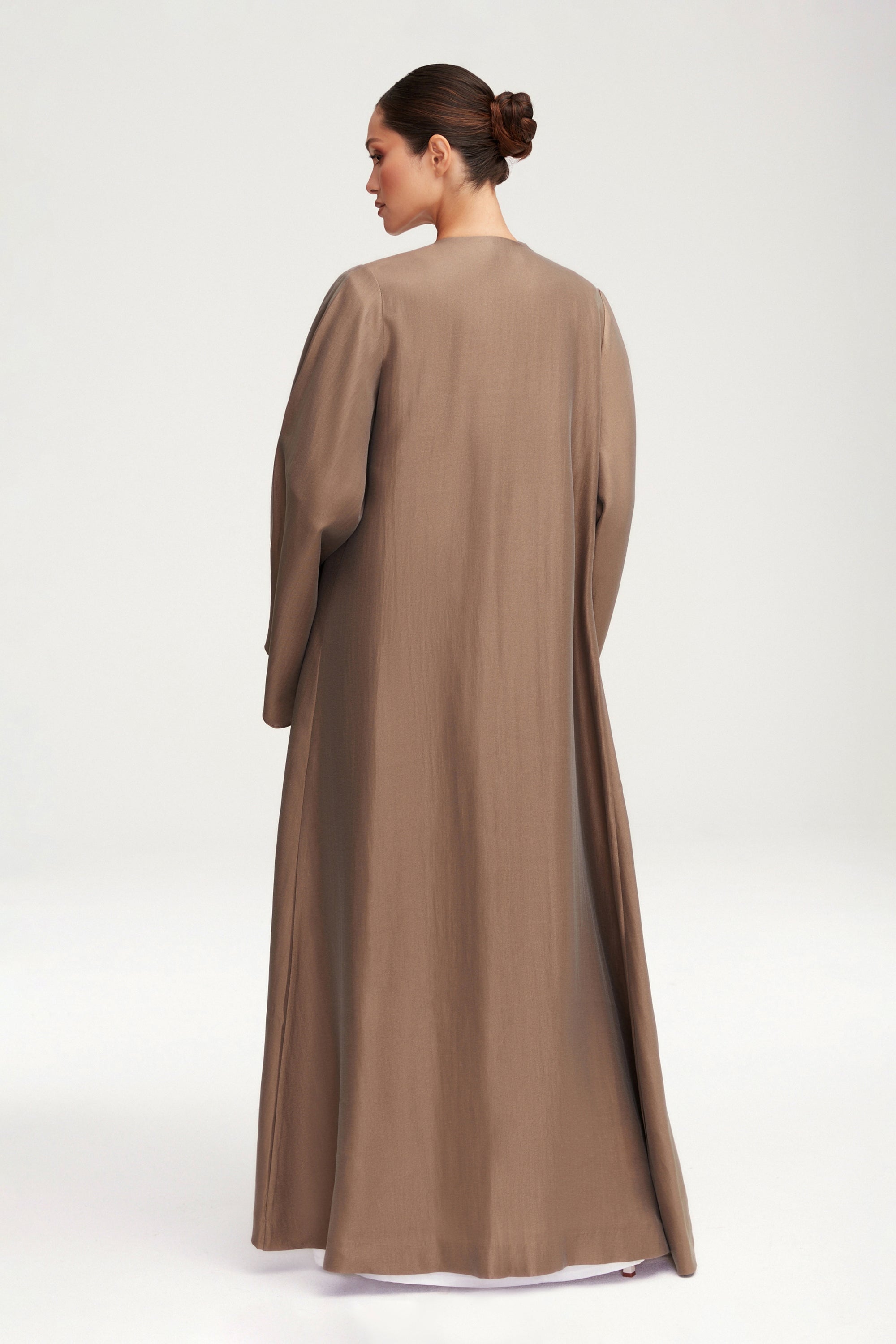 Seema Flare Sleeve Open Abaya - Taupe Clothing epschoolboard 