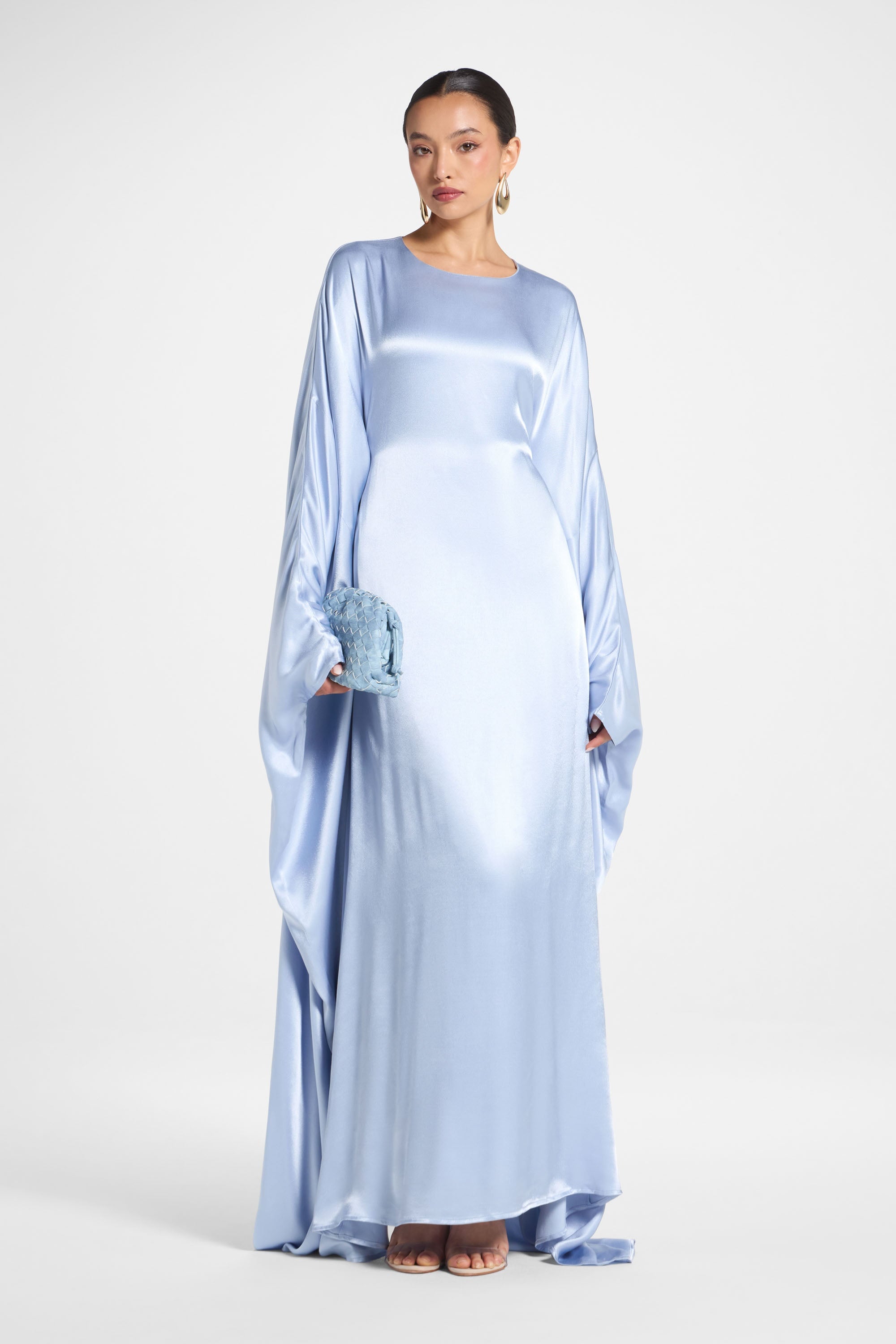 Selene Silk Butterfly Maxi Dress - Pastel Blue Selene Silk Butterfly Maxi Dress - Pastel Blue