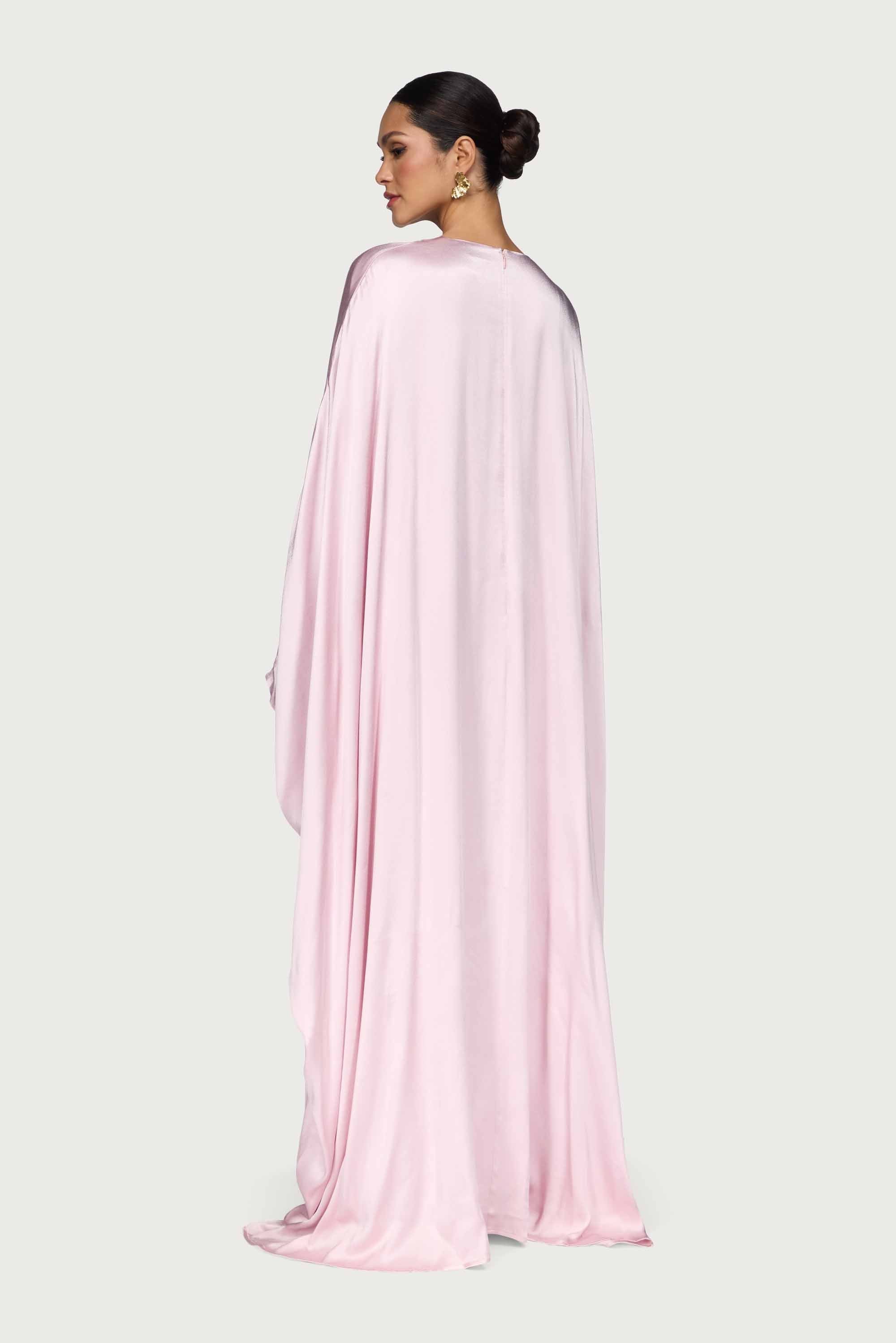Selene Silk Butterfly Maxi Dress - Pastel Pink Dresses Veiled