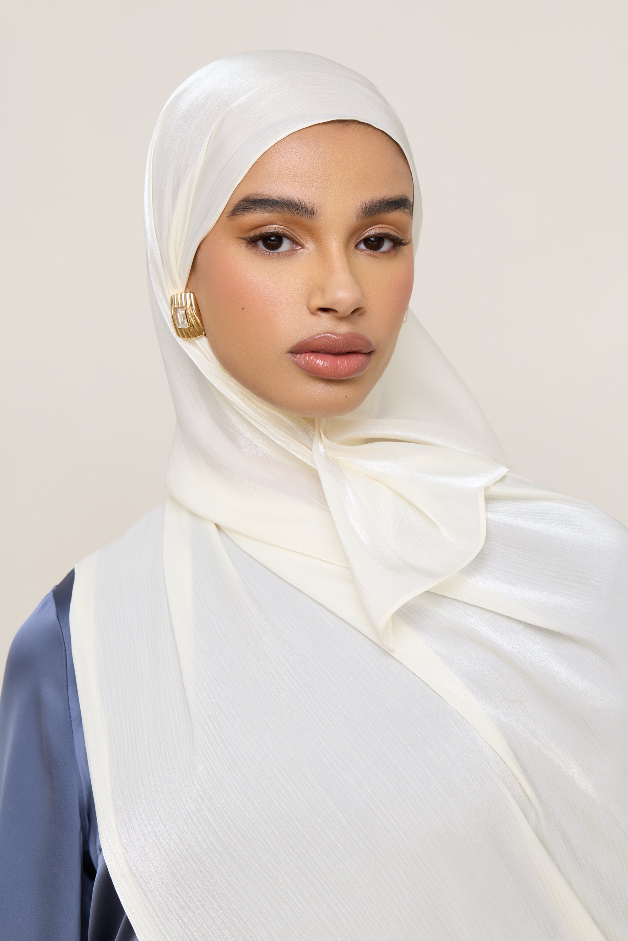 Shimmer Chiffon Hijab - Ivory Hijabs Veiled