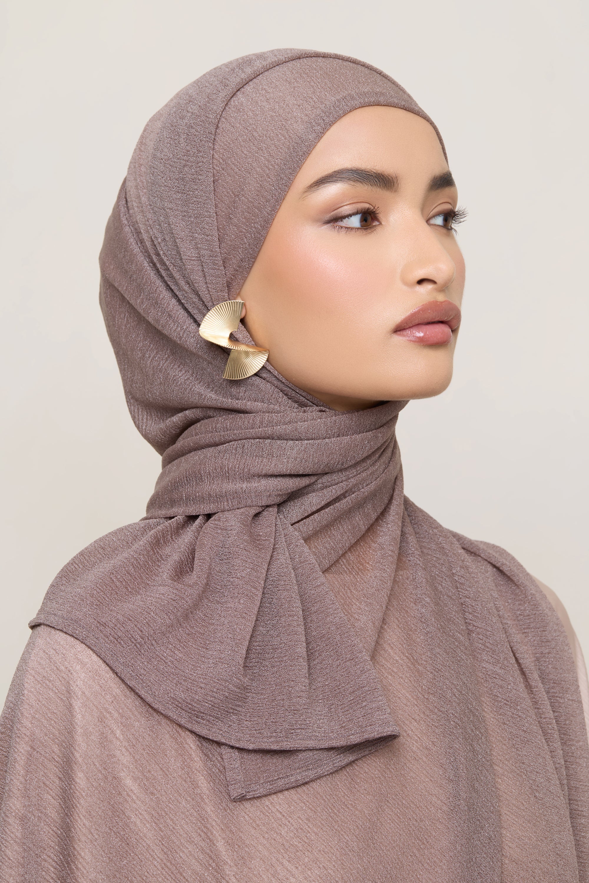 Shimmer Stretch Hijab - Taupe Hijabs Veiled