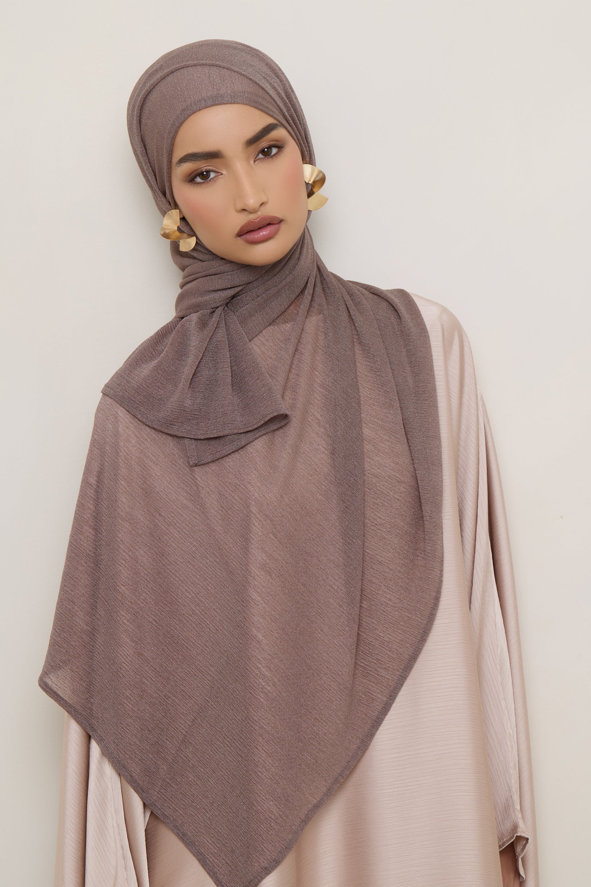 Shimmer Stretch Hijab - Taupe Hijabs Veiled
