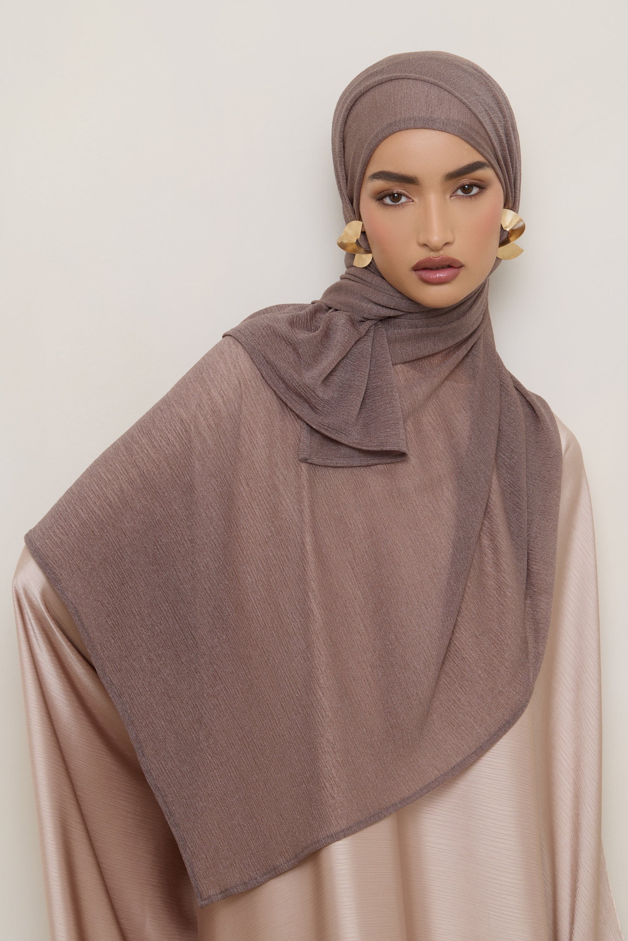 Shimmer Stretch Hijab - Taupe Hijabs Veiled