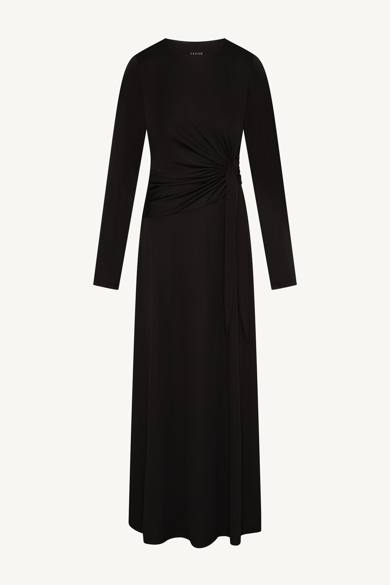 Side Tie Maxi Dress - Black Abayas Veiled