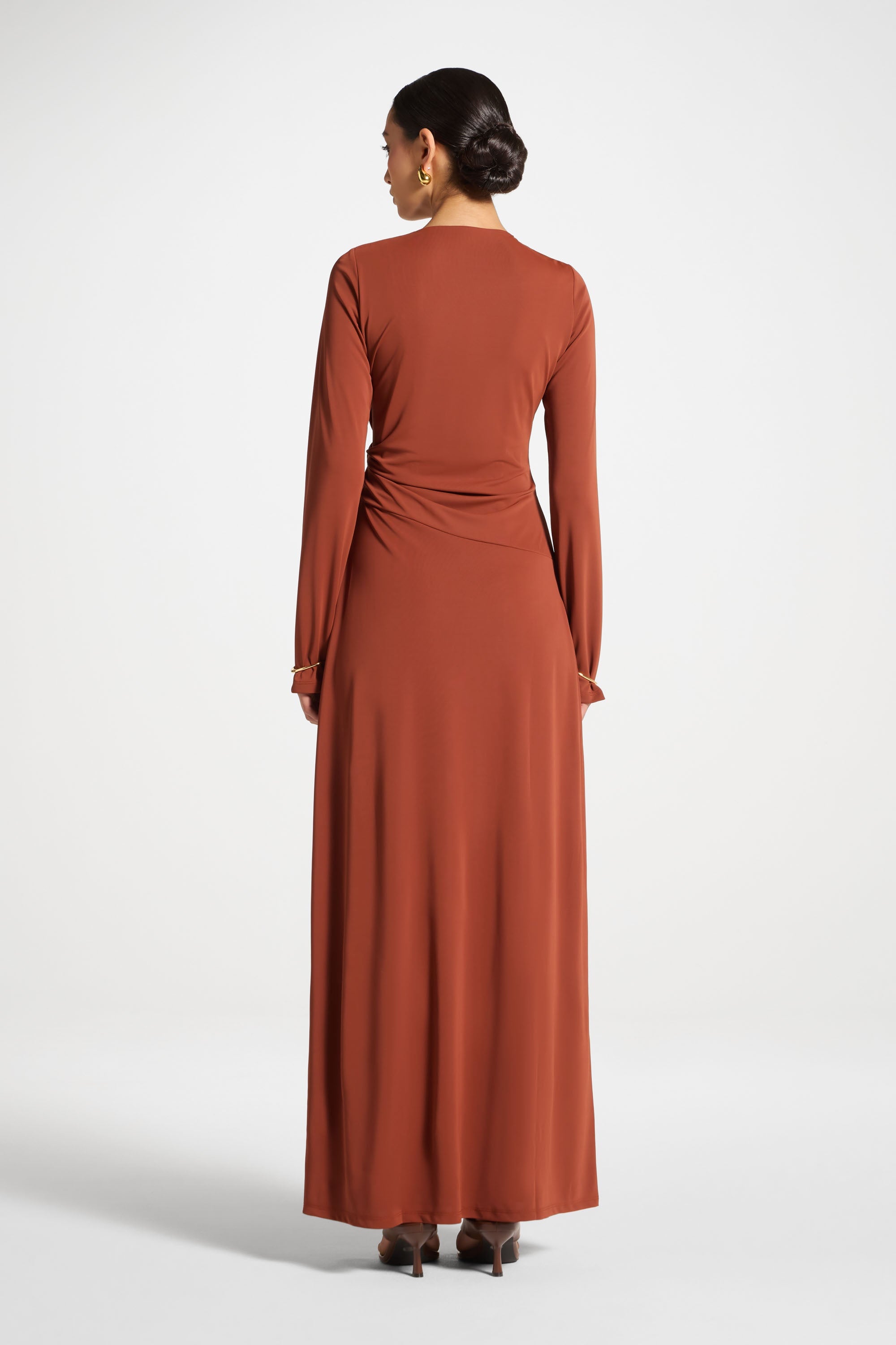 Side Tie Maxi Dress - Terracotta Abayas Veiled