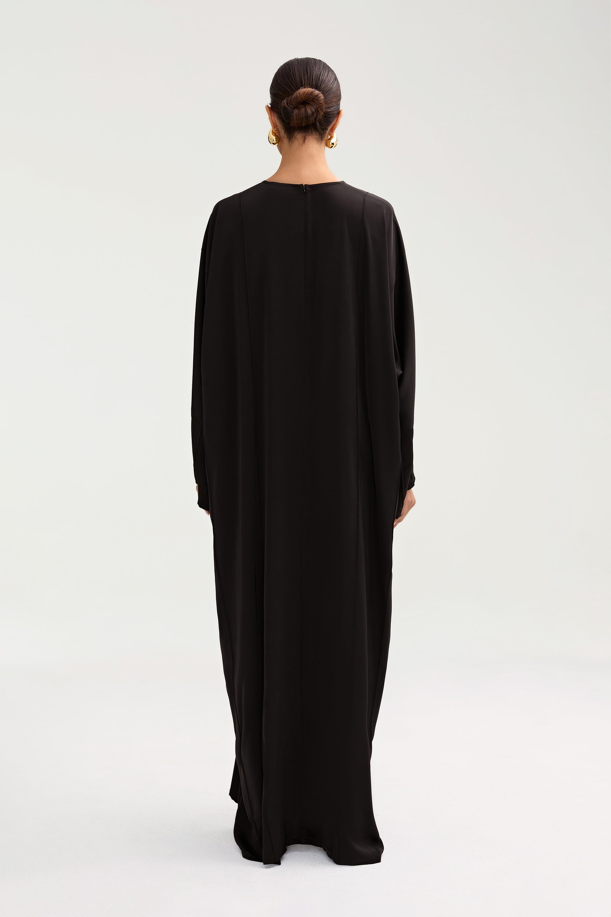 Sidrah Satin Kaftan - Black Clothing Veiled