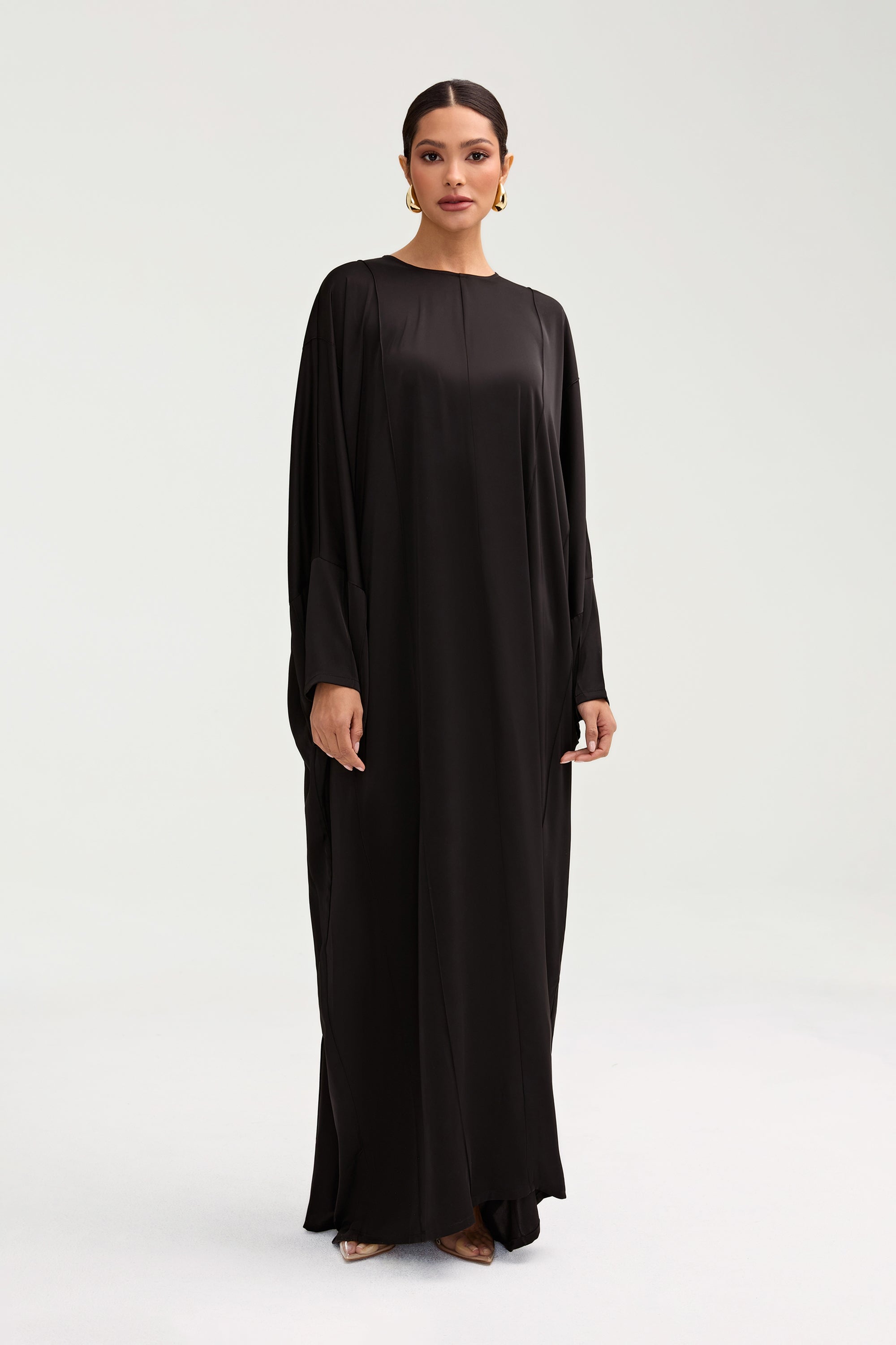 Sidrah Satin Kaftan - Black Clothing Veiled