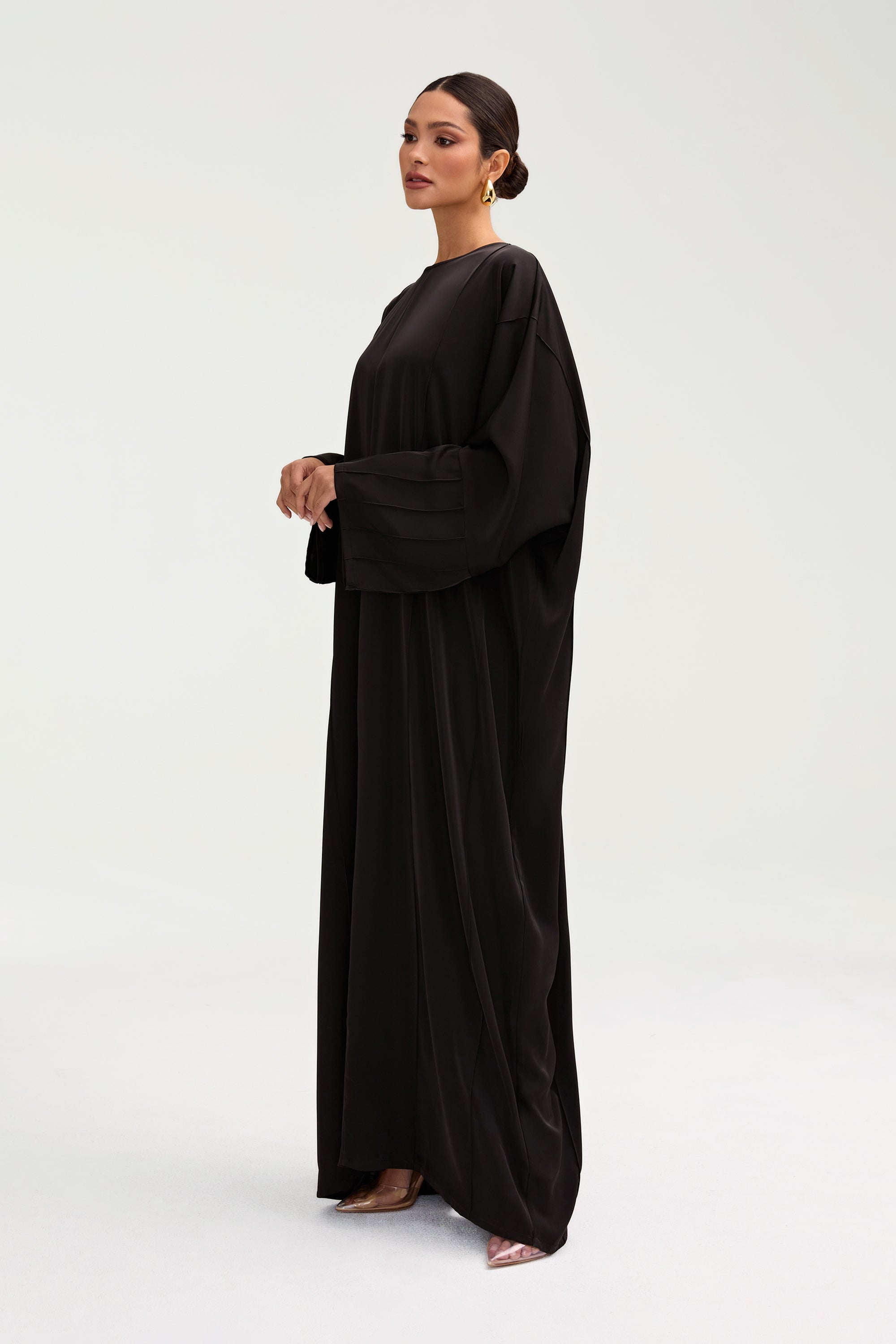 Sidrah Satin Kaftan - Black Clothing Veiled