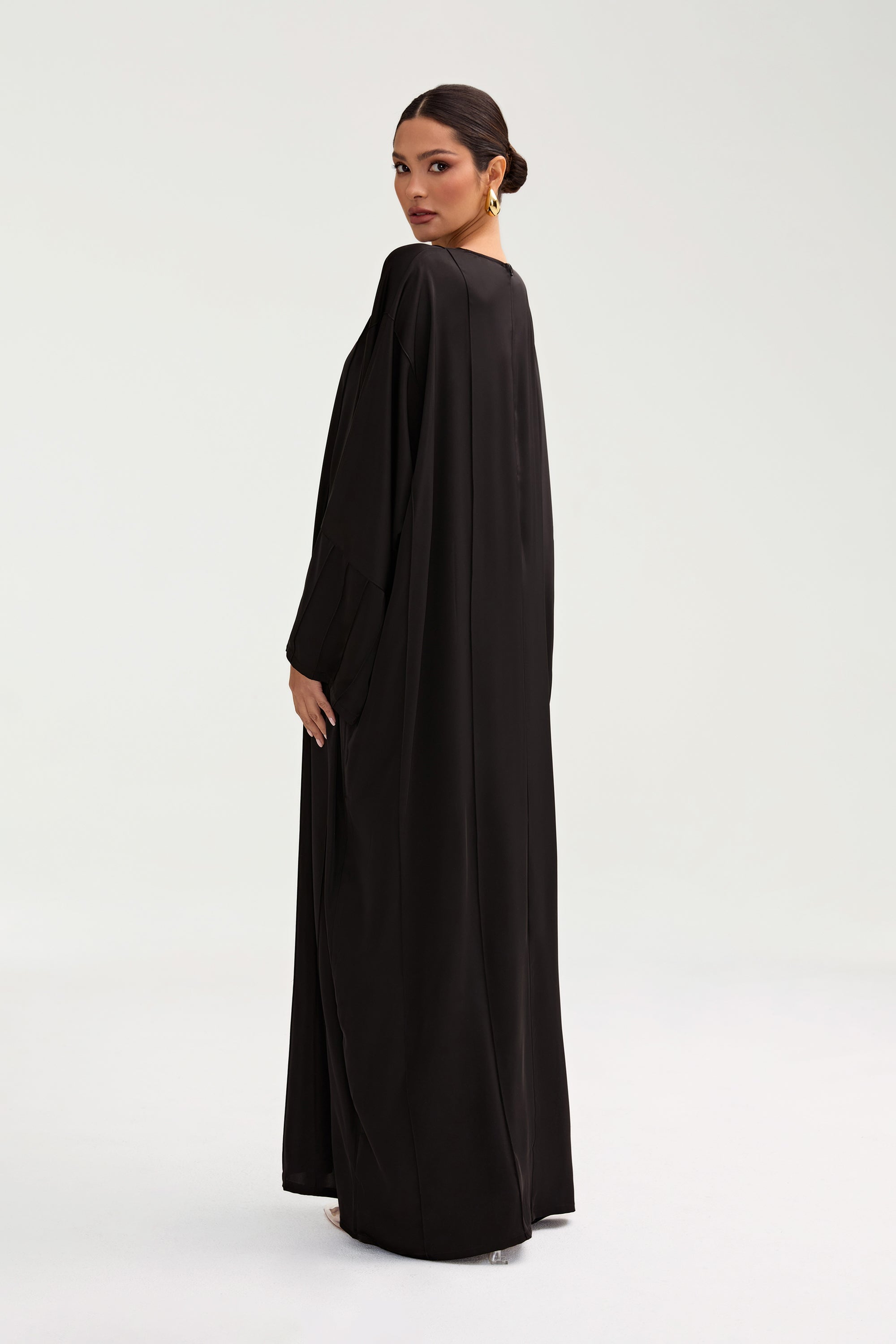 Sidrah Satin Kaftan - Black Clothing Veiled