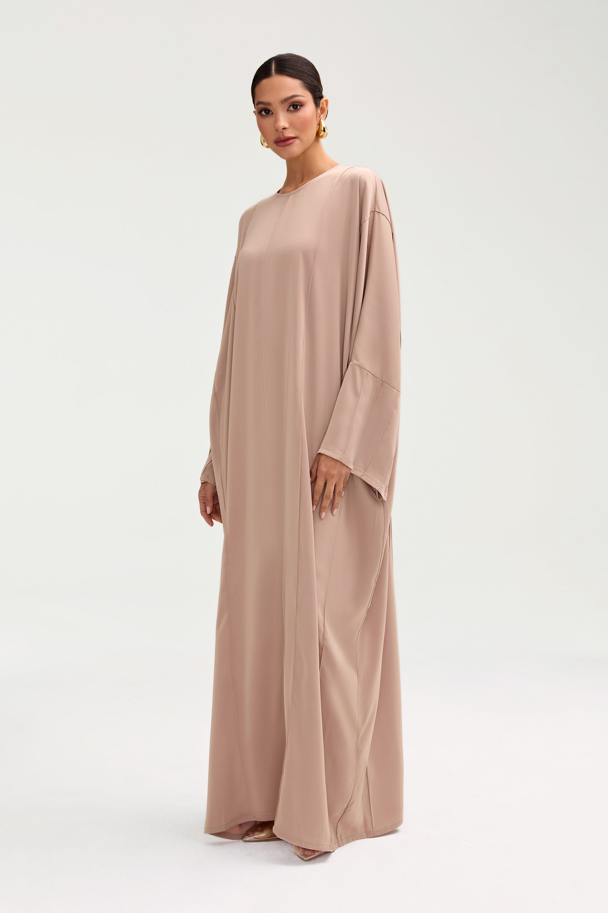 Sidrah Satin Kaftan - Creme Caramel Clothing Veiled